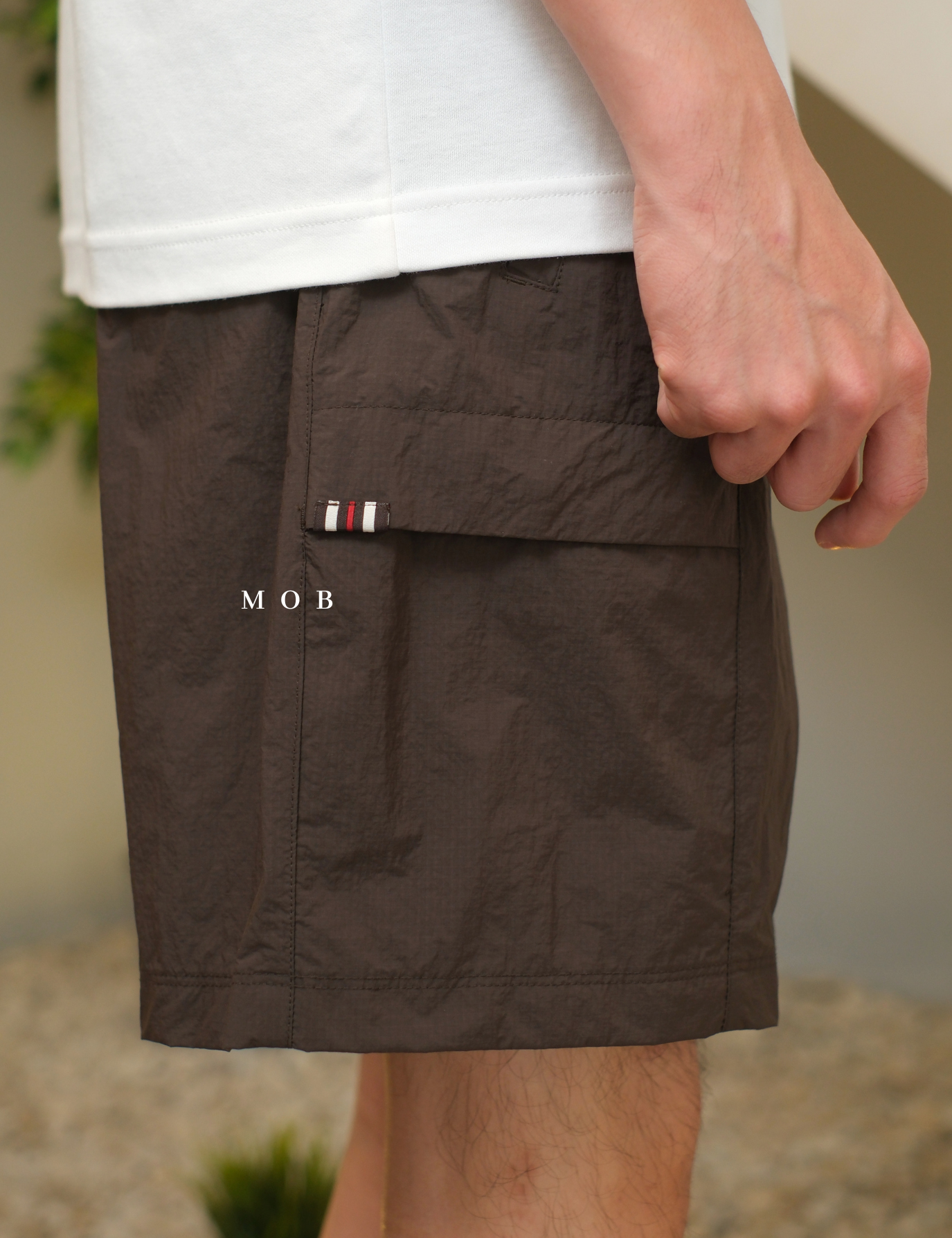 FLSR01001A Ripstop Cargo Crotch Shorts Dark Brown
