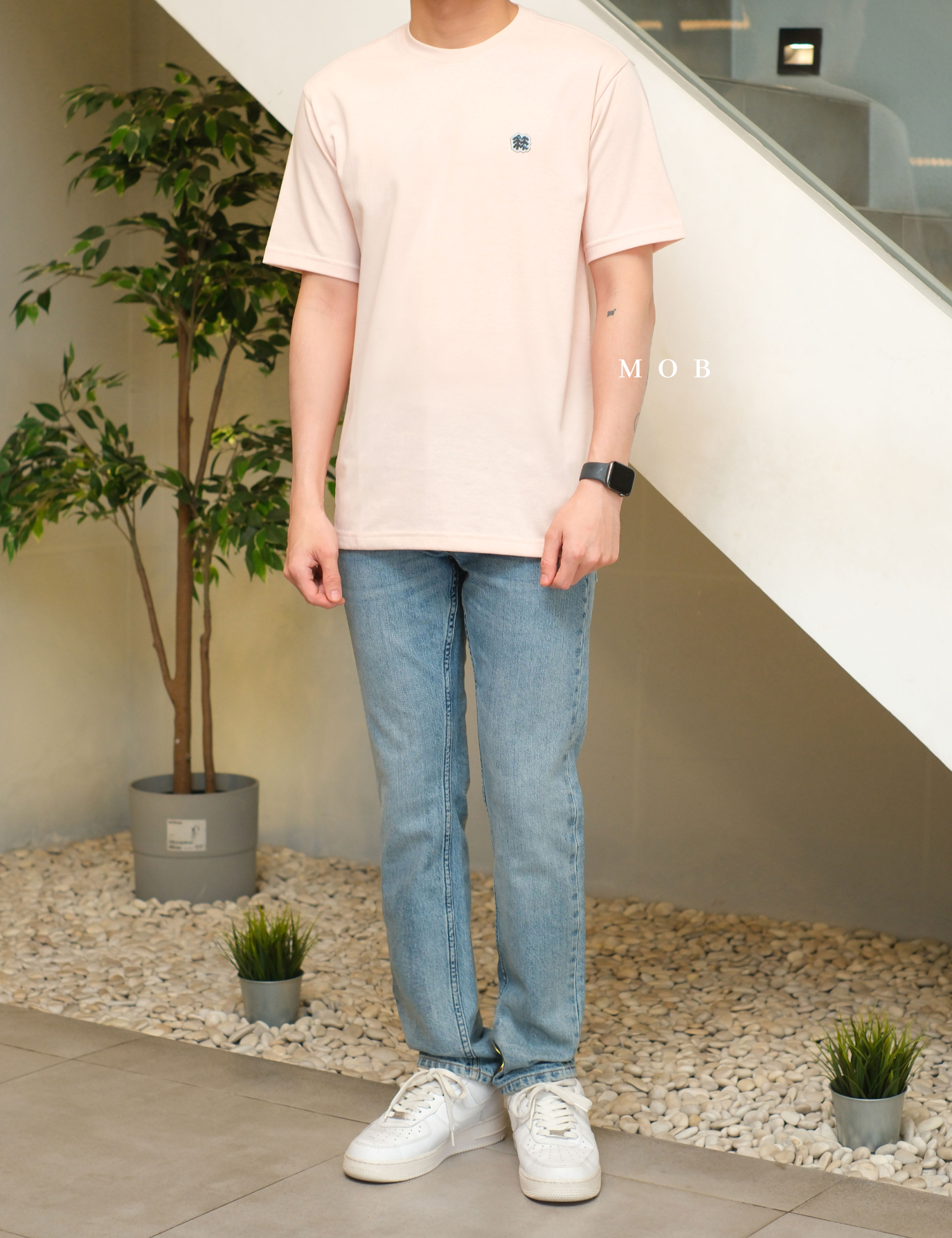 KOL01SST001-001 Kolon X Lee Kyu-tae Evergreen Tree SS Tee Light Salmon