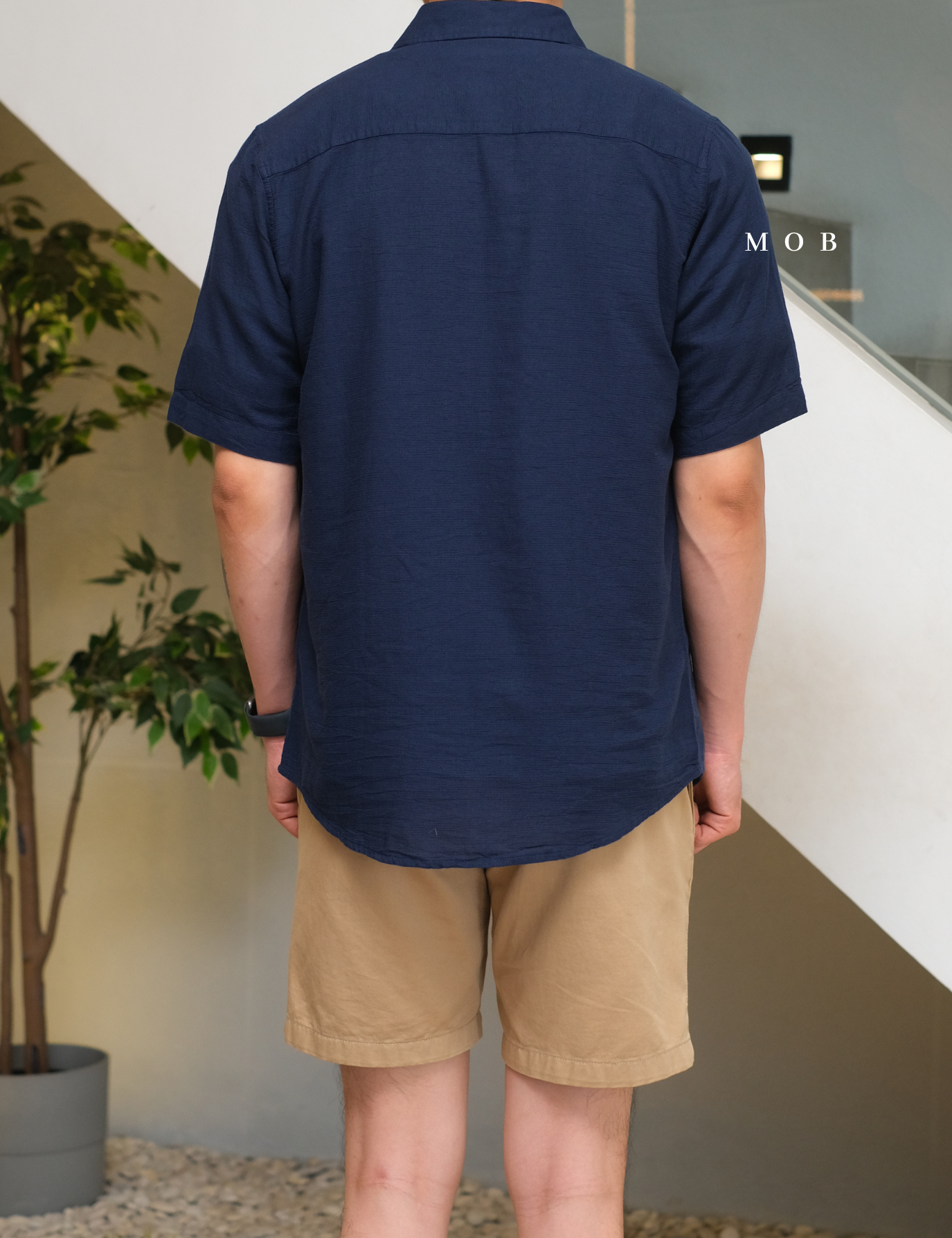 AFSSS01004C Solid Textured SS Shirt Navy
