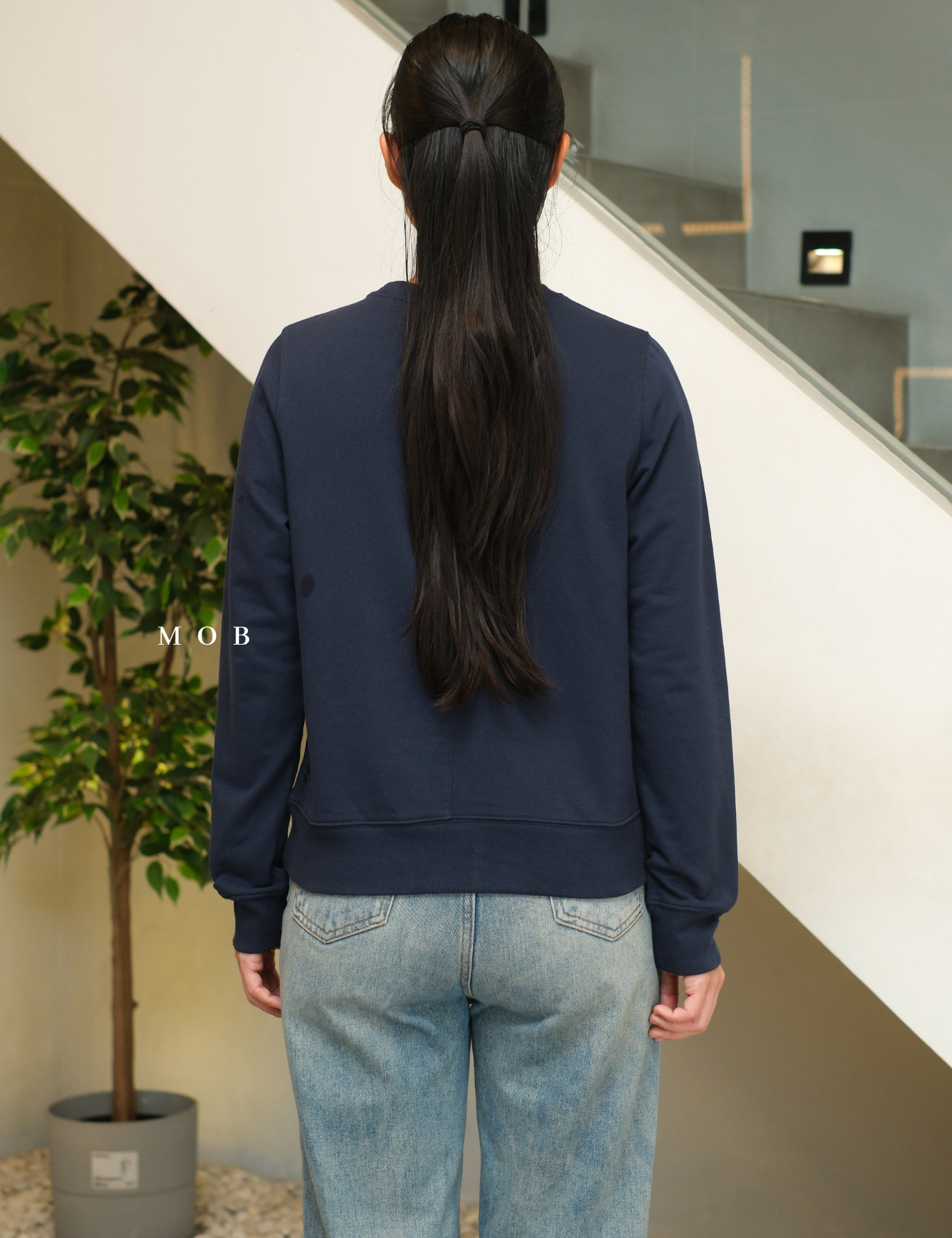 ATHSW01003B Retroterry Crewneck Sweatshirt Navy