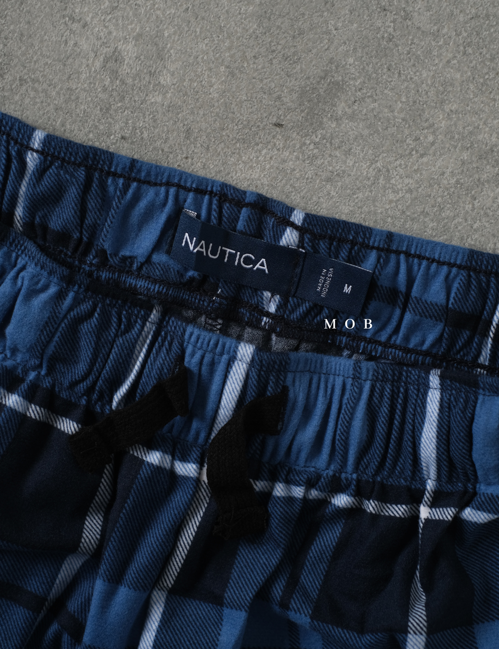 NTSR02010 Blue Navy White Plaid Sueded Sleep Shorts (M ONLY)