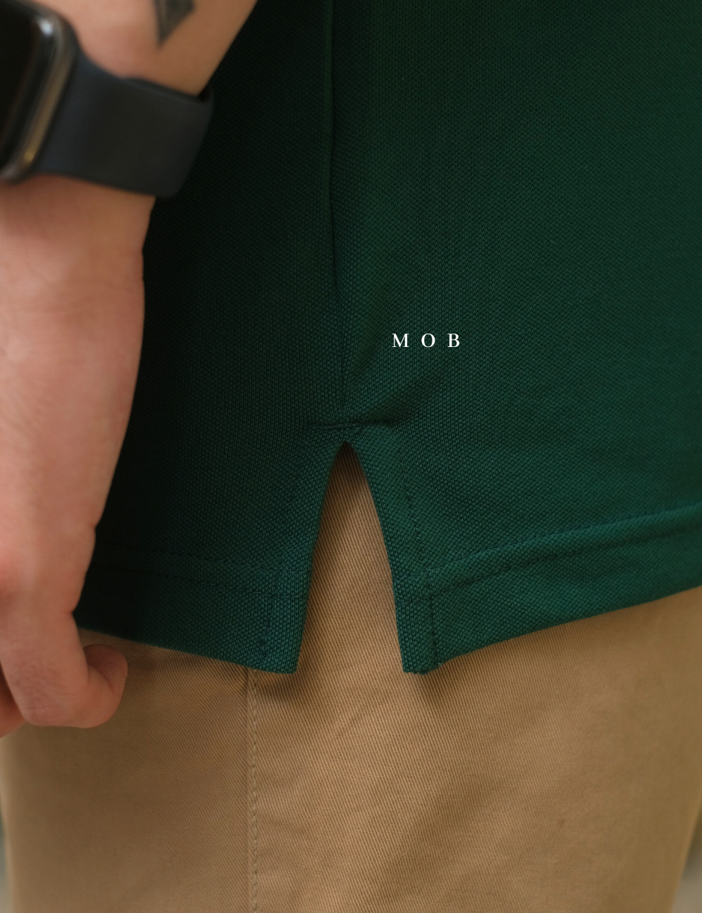 MSSPSS01004A Oversized Pique Polo SS Dark Green