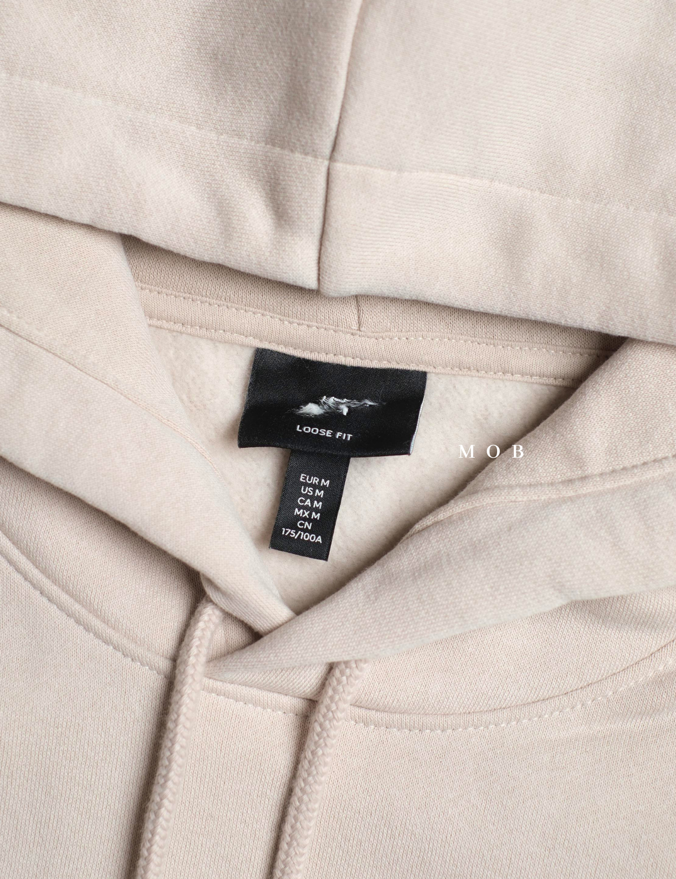 HMHOD04003 Loose Basic Pullover Hoodie Beige (V2)