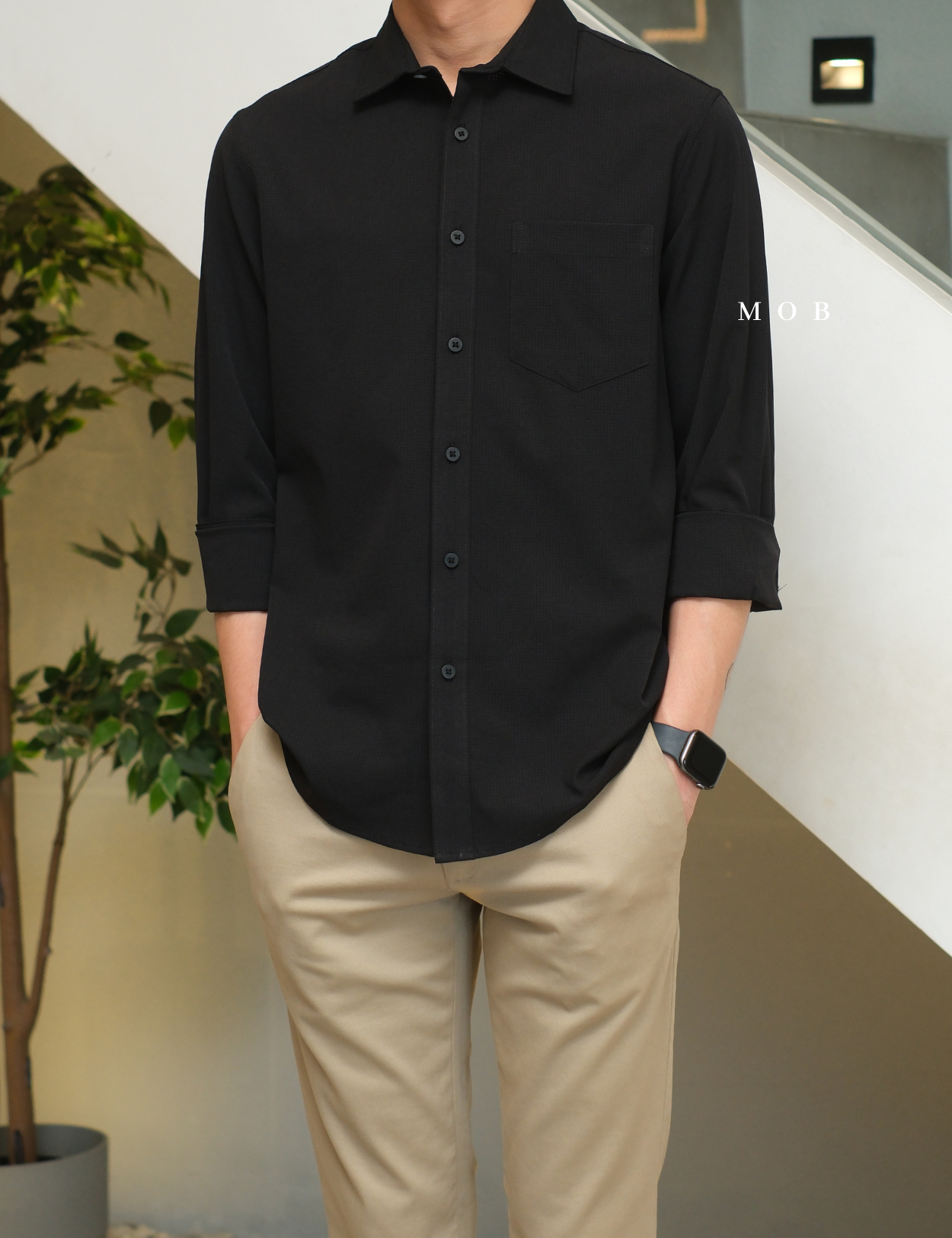 APTLSS01001A Slim Performance LS Shirt Black