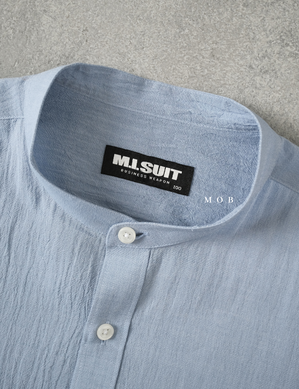 MSTLSS02016 Stand Collar LS Shirt Blue
