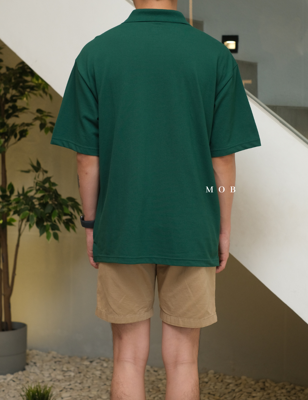 MSSPSS01004A Oversized Pique Polo SS Dark Green