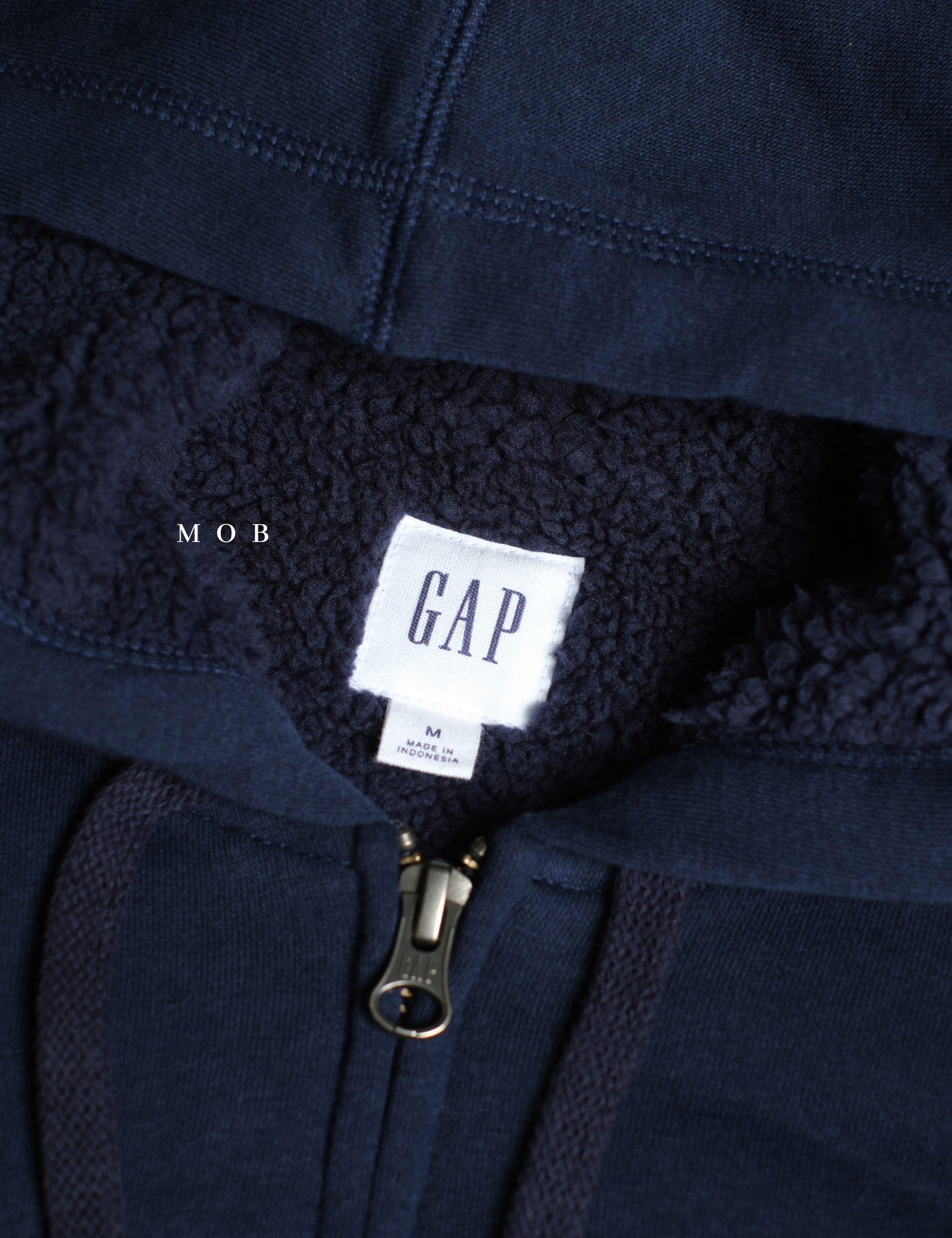 GPFZ02006 Logo Sherpa Lined Full Zip Hoodie Navy