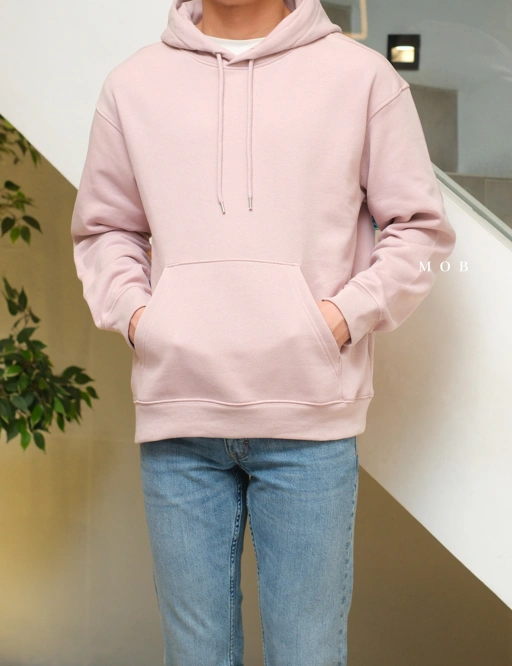 Image of HMHOD04004 Loose Basic Pullover Hoodie Wild Pink (V2)
