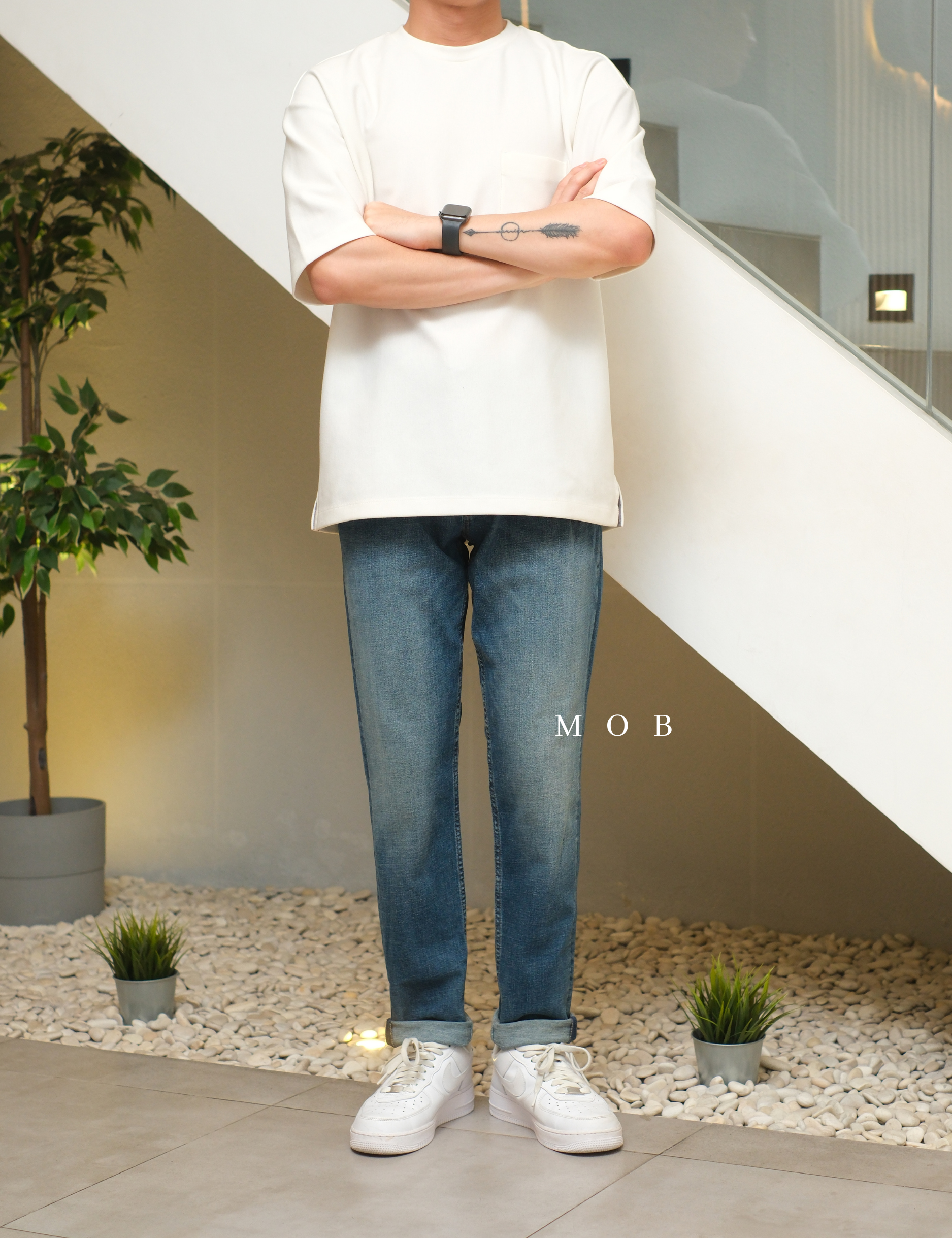 ONPT3701 Relaxed Slim Jeans Medium Blue Small Ripped