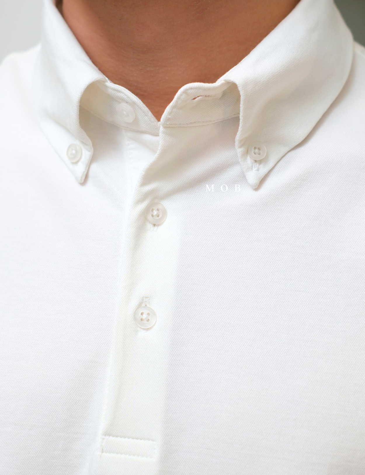 ARK01SSP013 Hybrid Button Down Collar Polo Shirt White