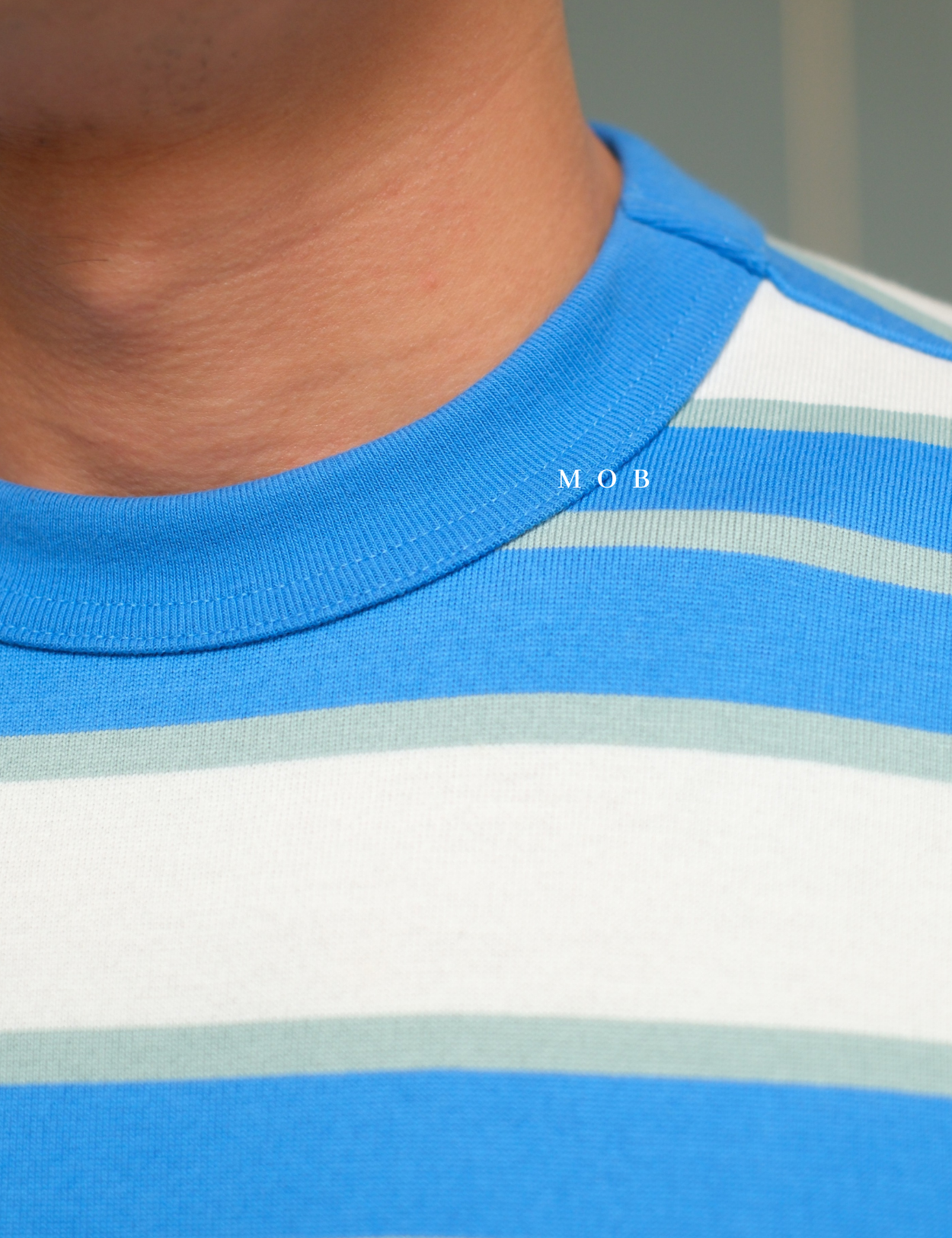 MODSST01007A Relaxed Stripe SS Tee Blue White