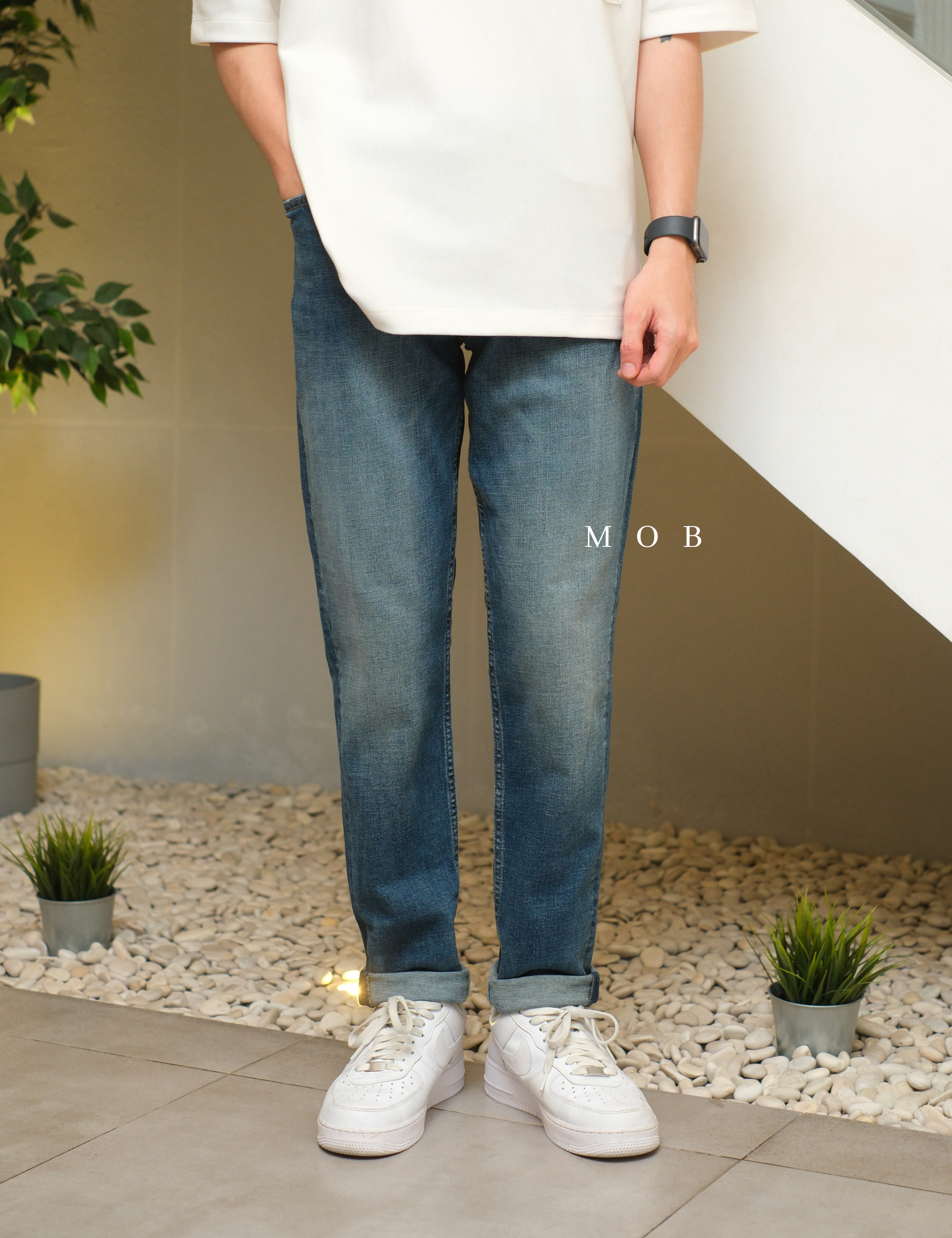 ONPT3701 Relaxed Slim Jeans Medium Blue Small Ripped