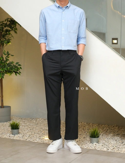 Image of EXPT1702B Photographer Slim Pants Dark Grey Stripe