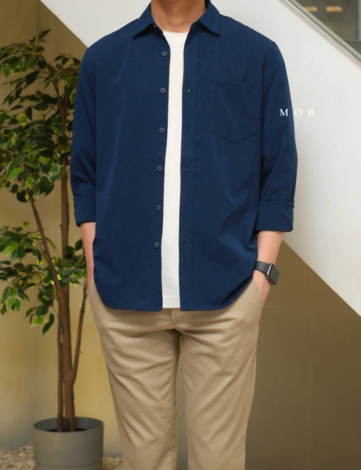 Image of APTLSS01001B Slim Performance LS Shirt Navy