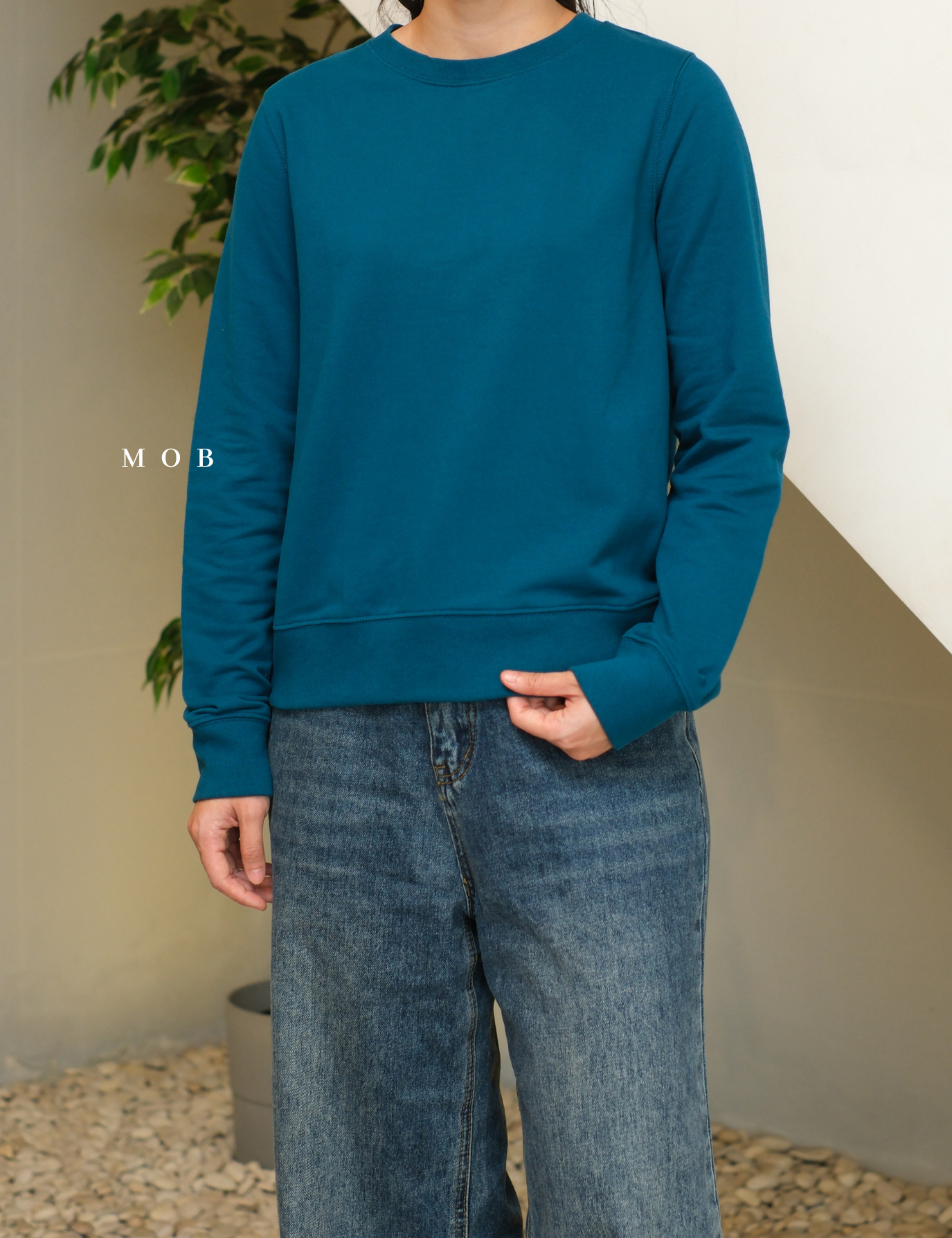 ATHSW01003C Retroterry Crewneck Sweatshirt Coastal Green