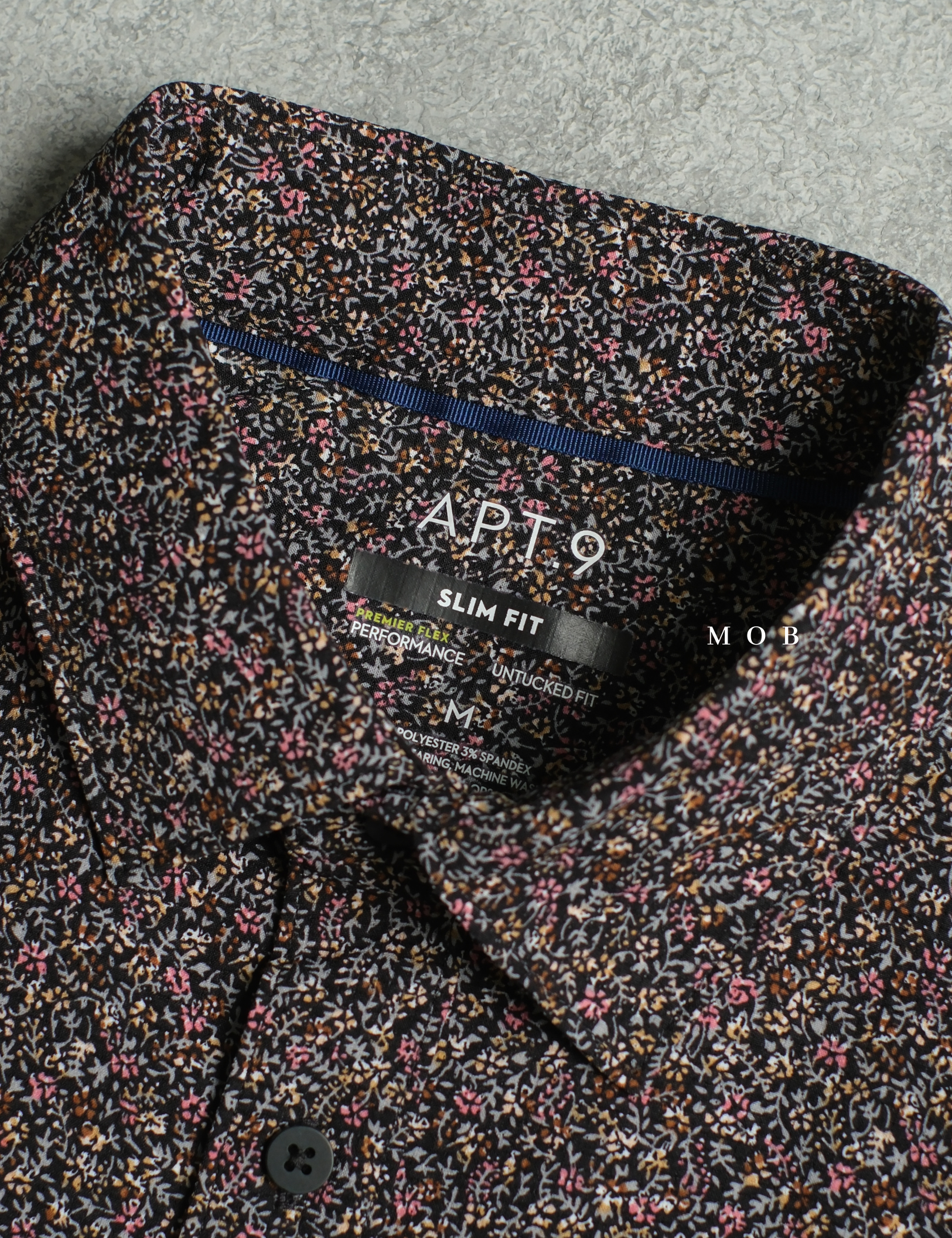 APTLSS01004 Slim Performance LS Shirt Black Floral