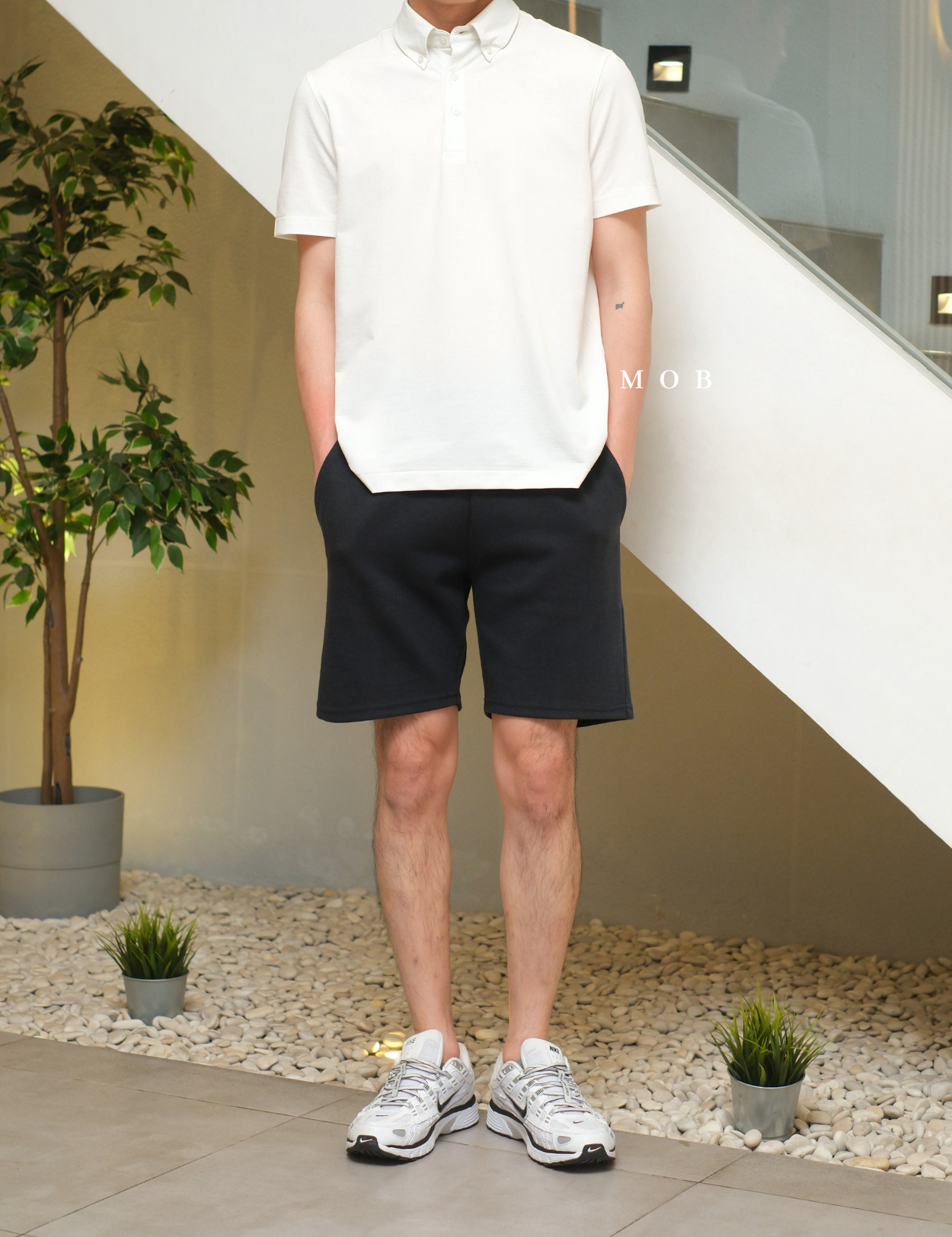 ARK01SSP013 Hybrid Button Down Collar Polo Shirt White