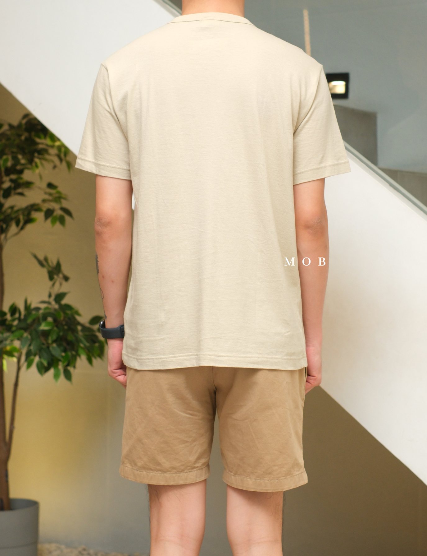 CHMPSST2415 Basic Script Logo SS Tee Beige