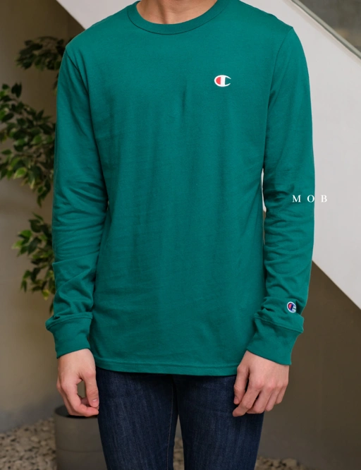 Image of CHMPLST08004 Lightweight C Logo LS Tee Dark Green