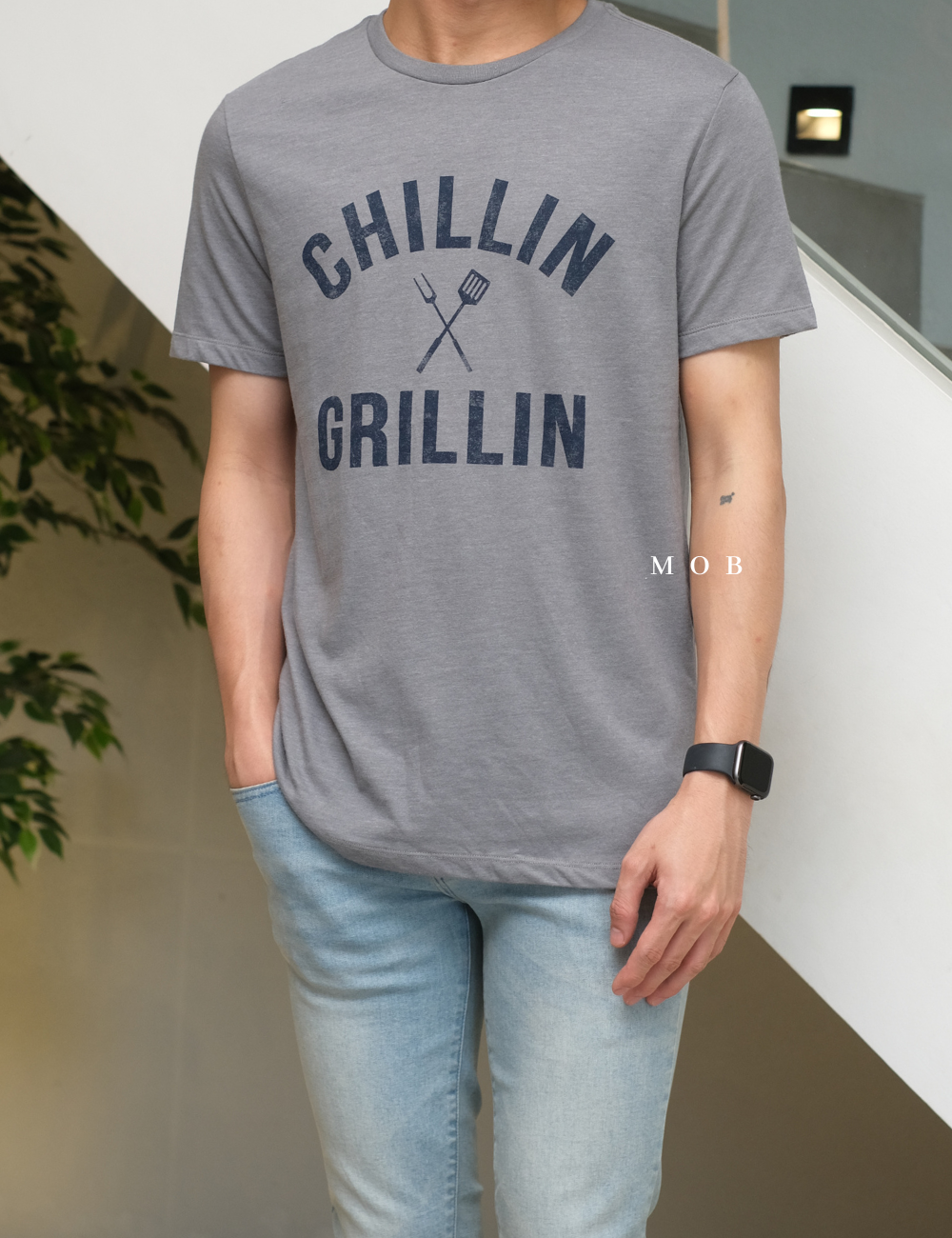 GPSST15033 Graphic Chillin Grillin SS Tee Ashpalt Grey