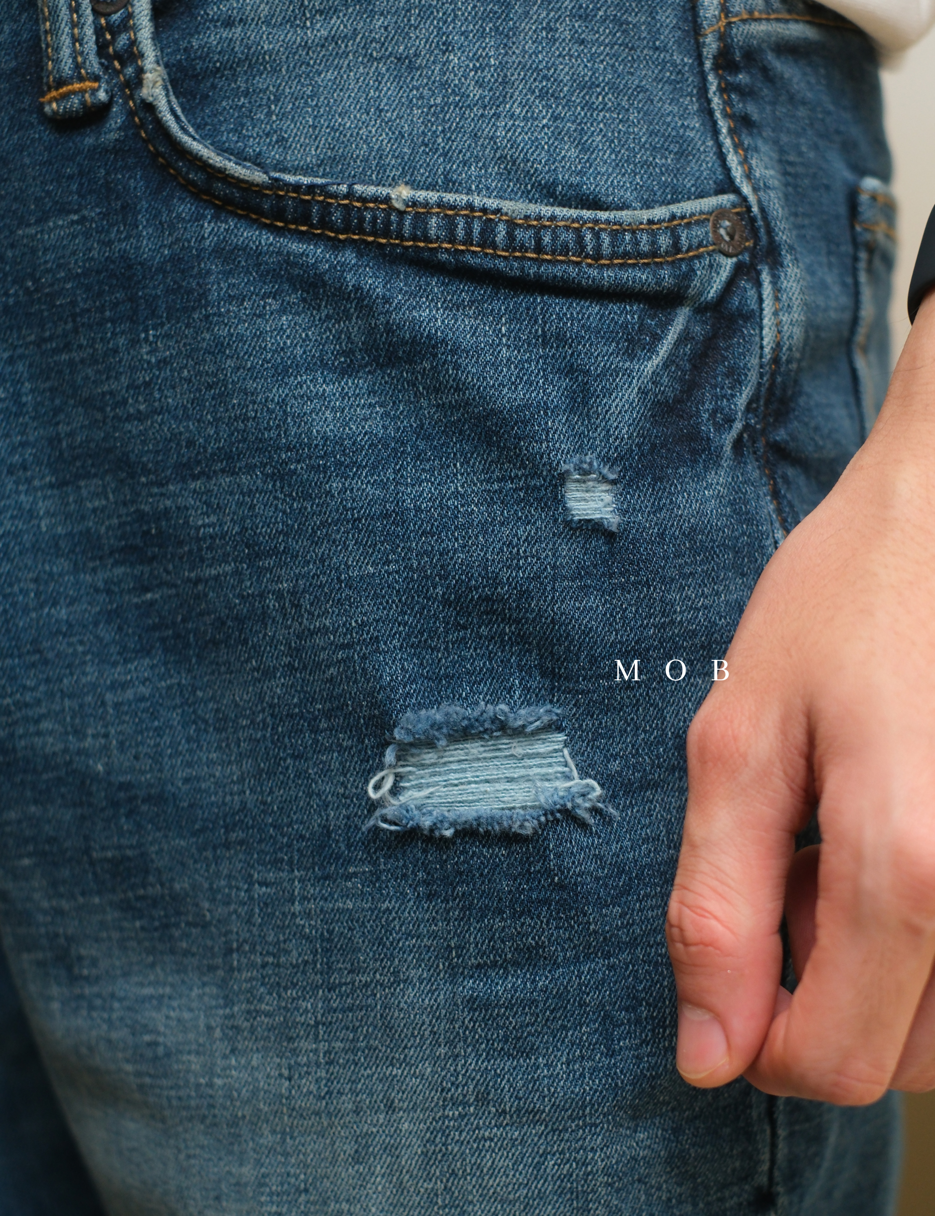 ONPT3701 Relaxed Slim Jeans Medium Blue Small Ripped
