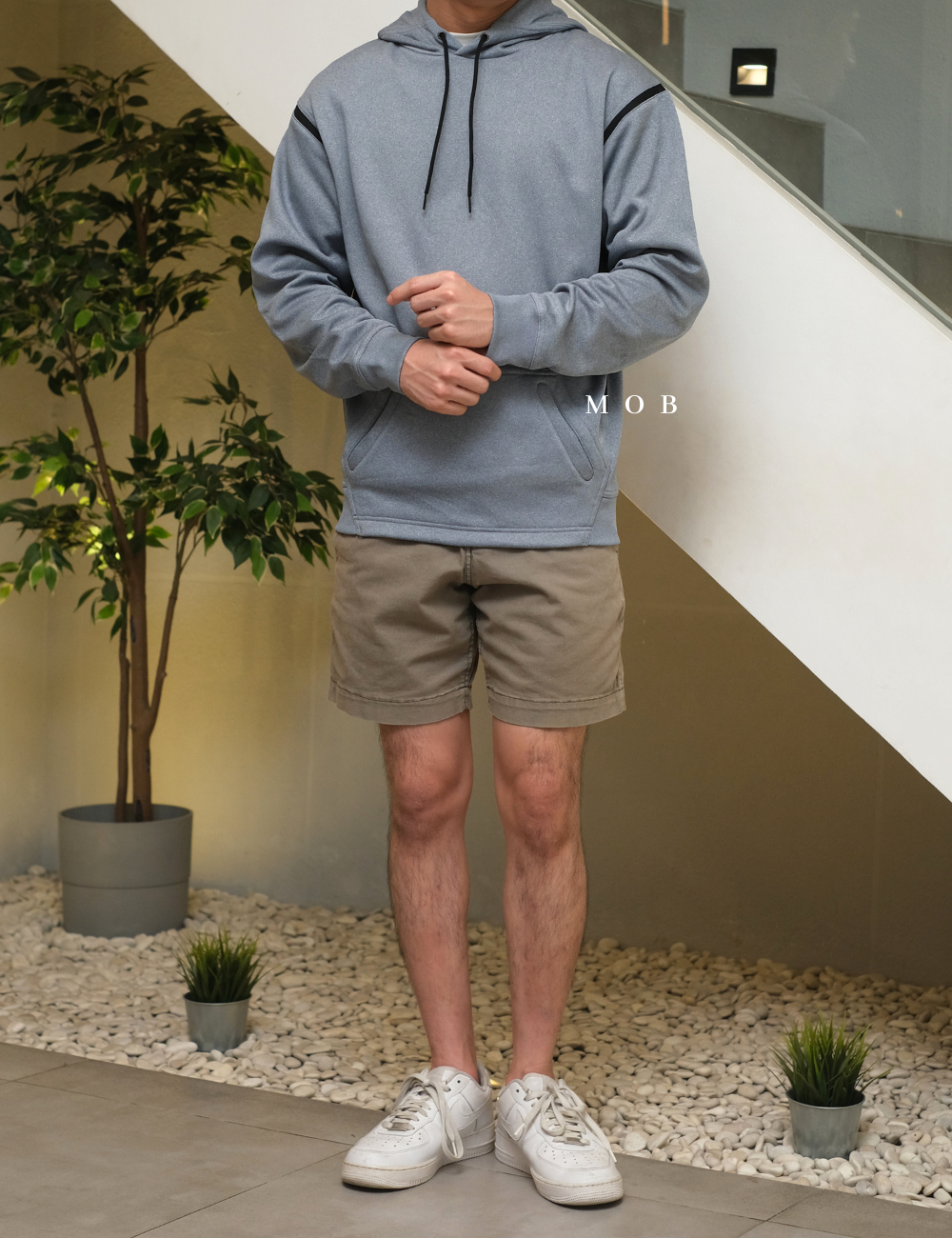 STHOD04001 Tech Fleece Colorblock Hoodie Blue Grey Black