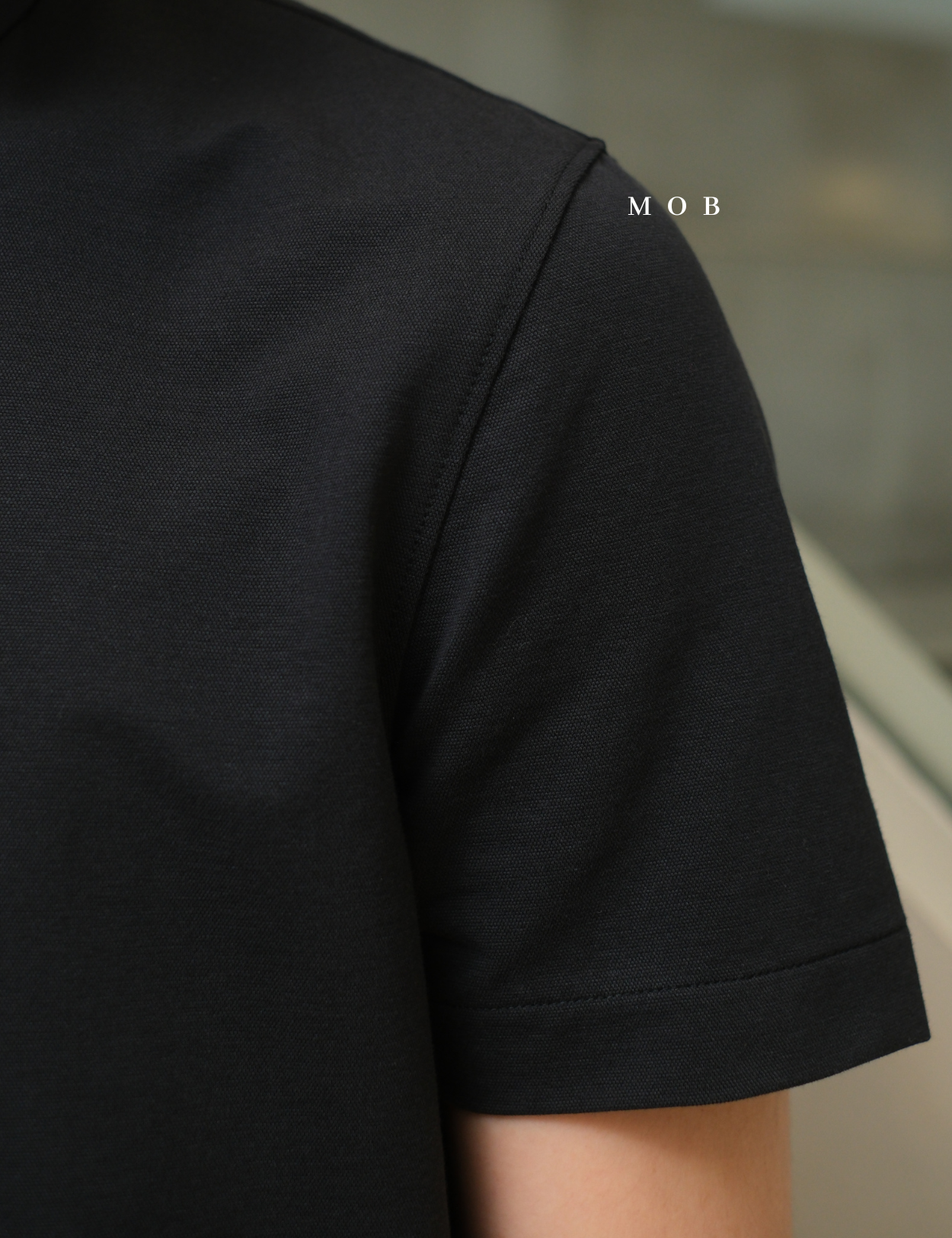 ARK01SSP011 Hybrid Button Down Collar Polo Shirt Grey Black