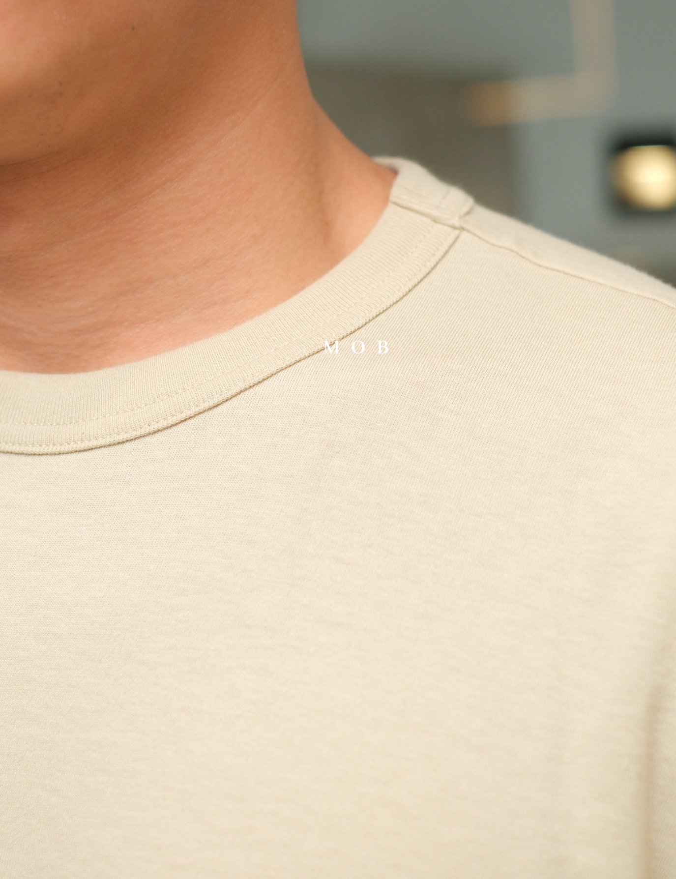 CHMPSST2415 Basic Script Logo SS Tee Beige