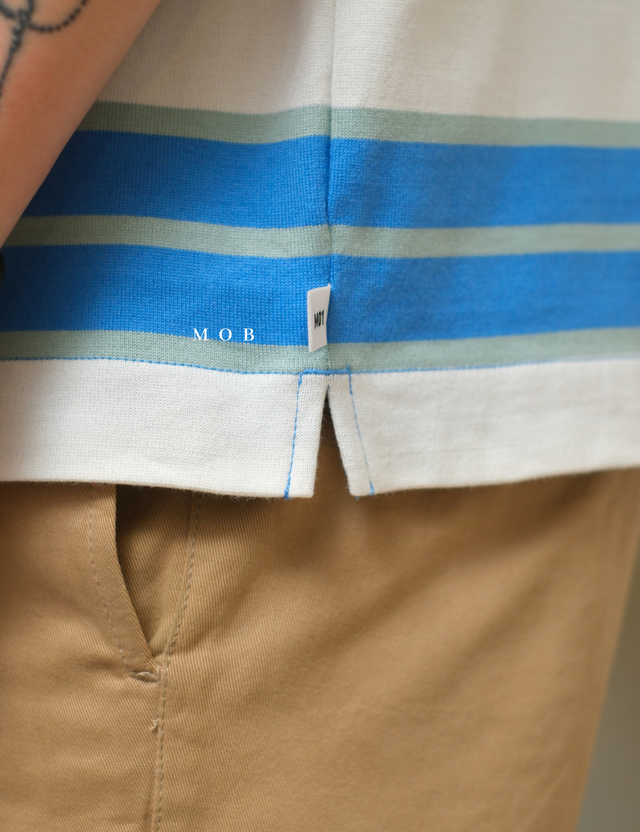 MODSST01007A Relaxed Stripe SS Tee Blue White