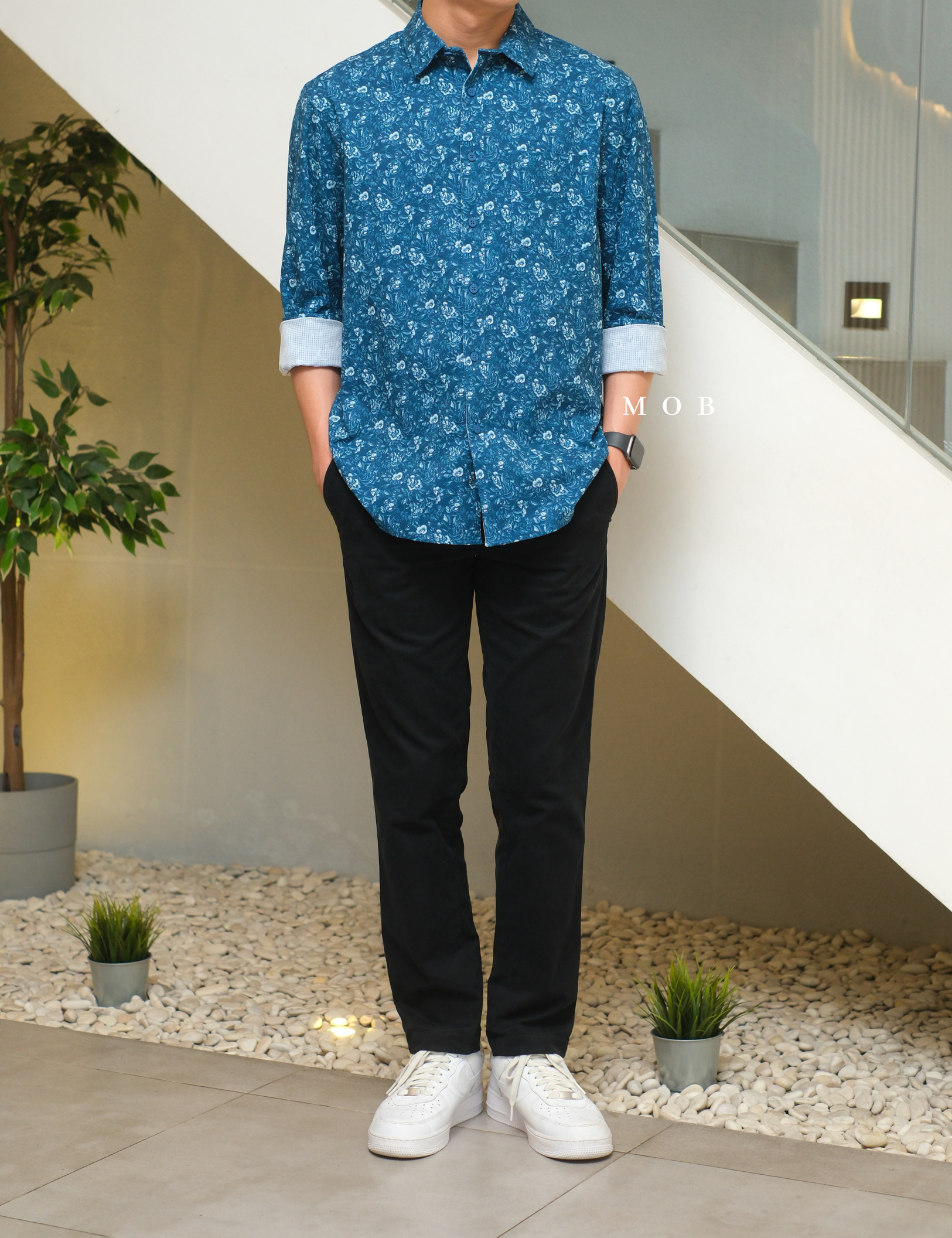 APTLSS01005 Slim Performance LS Shirt Coastal Blue Floral