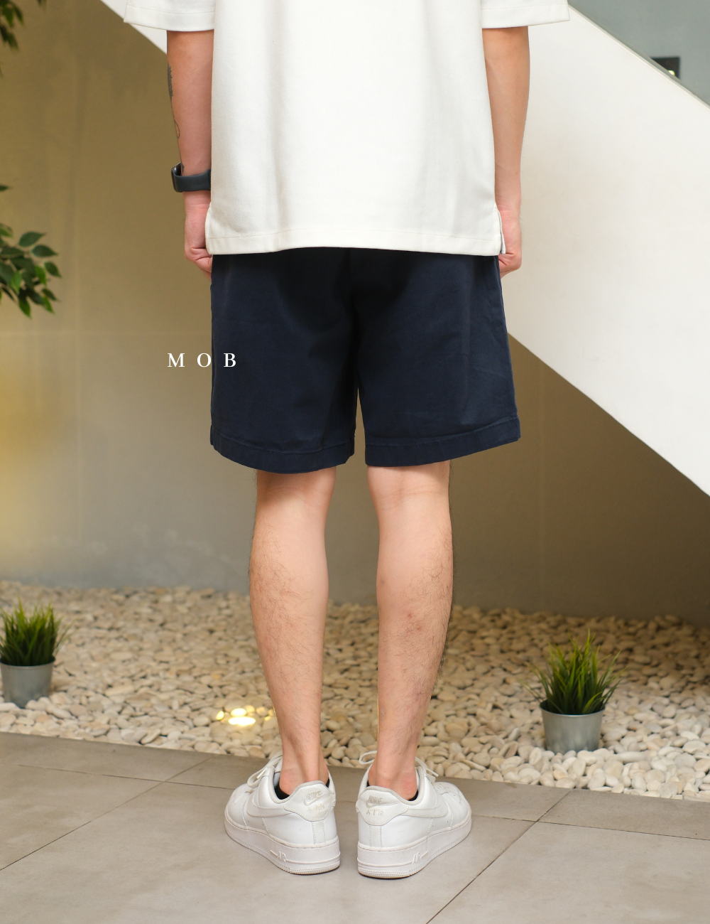 NTSR01002A Stretch Deck Short Navy