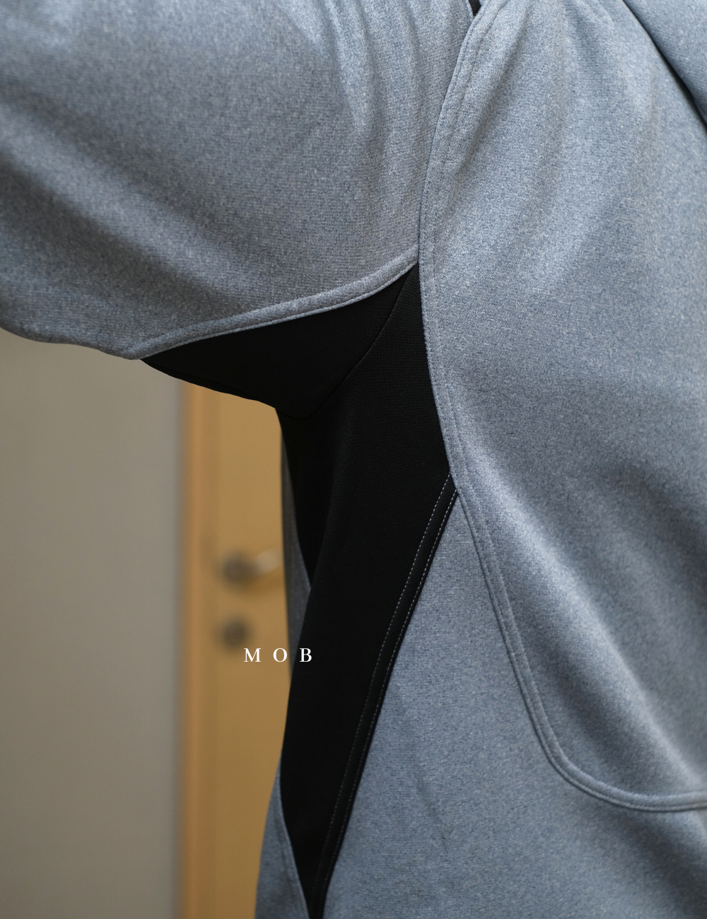 STHOD04001 Tech Fleece Colorblock Hoodie Blue Grey Black