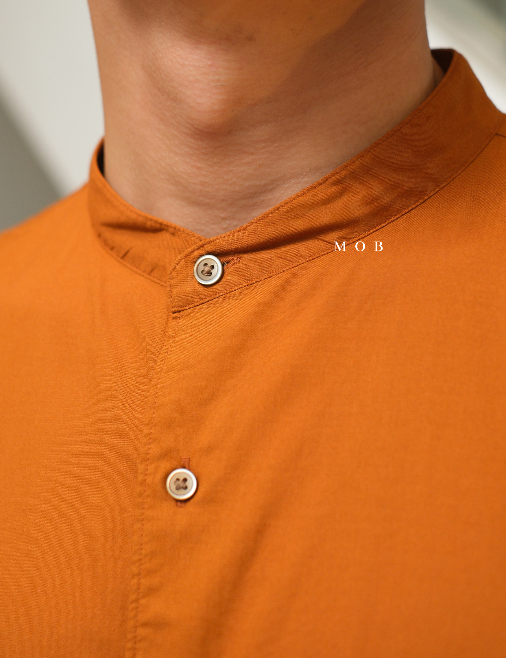 UNQSSS06001D Cotton STAND COLLAR SS Shirt Mustard