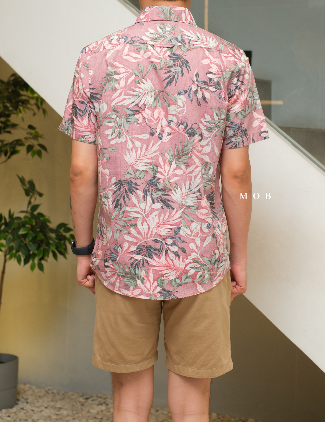 SUNSSS01002 Hans Tropical Floral SS Shirt Coral