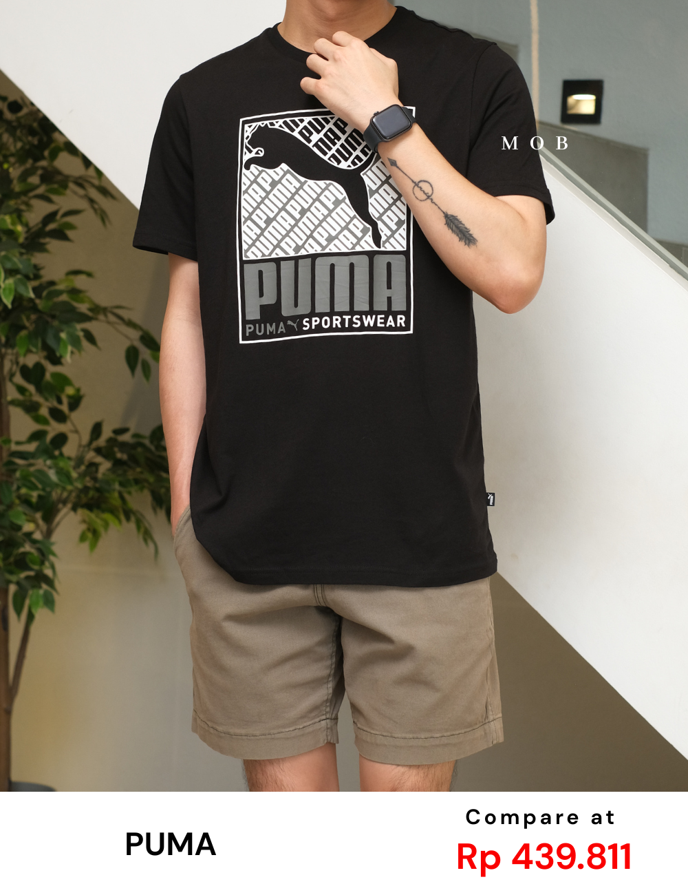 PMSST09012A Jumping Cat Box Script Logo SS Tee Black