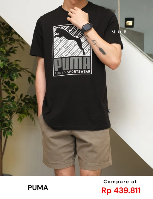 Image of PMSST09012A Jumping Cat Box Script Logo SS Tee Black