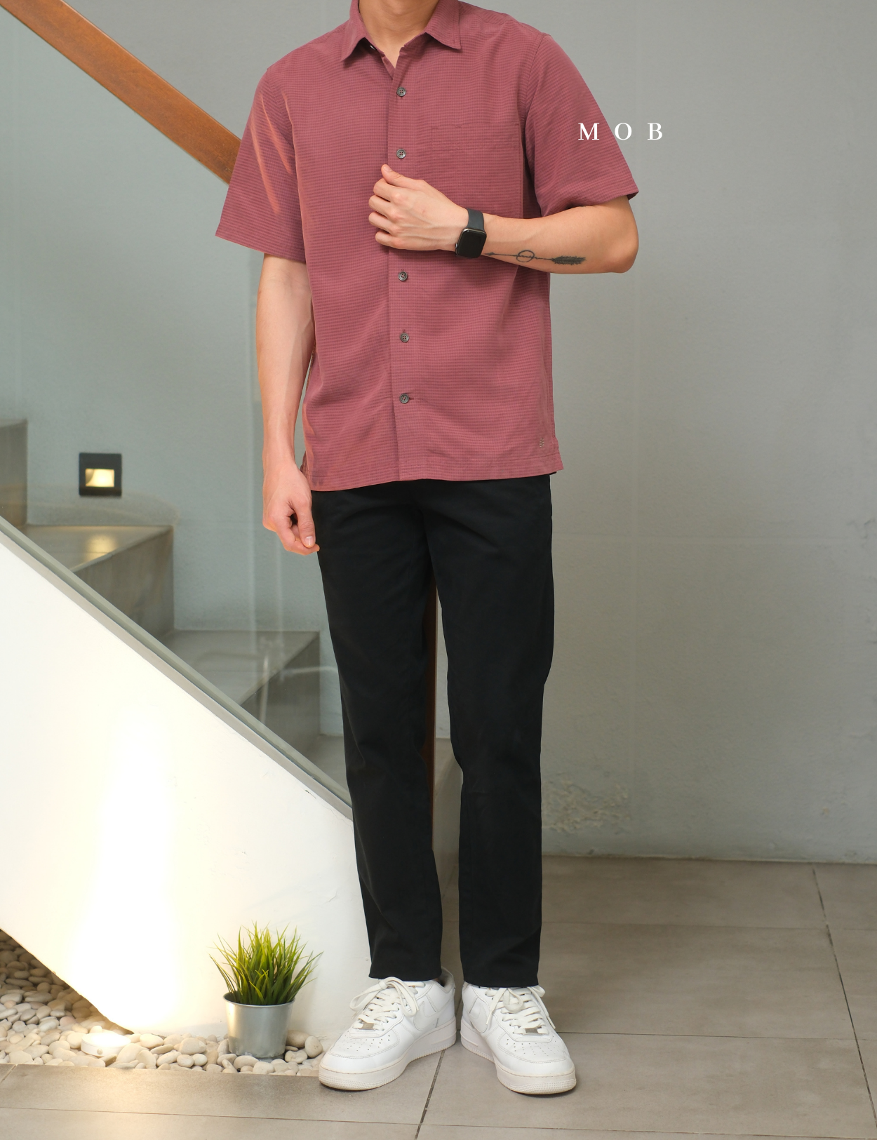 RRBSSS01001A Desert Pucker Dry SS Shirt Burgundy