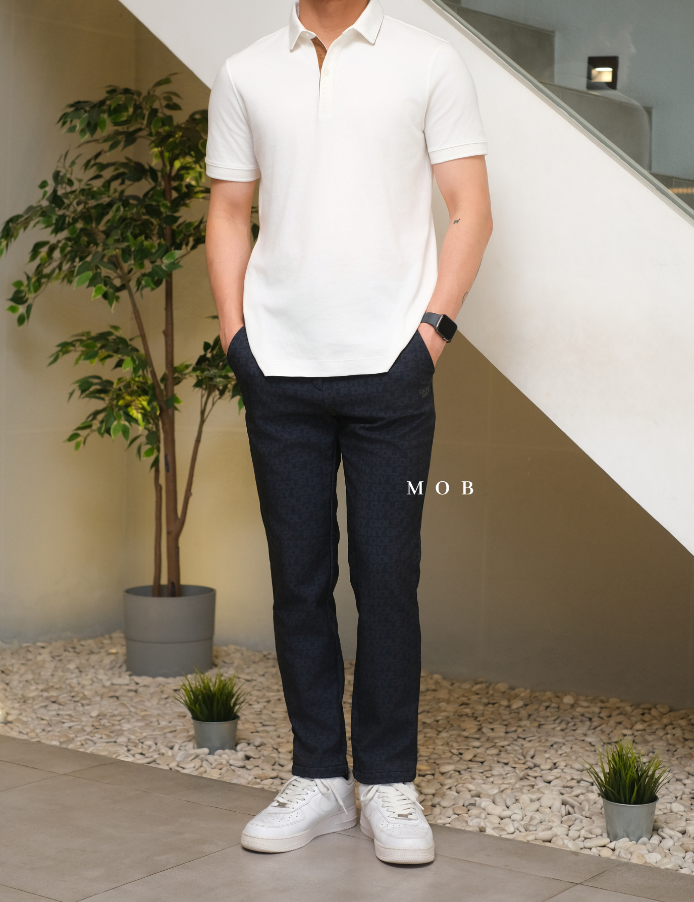 DKNYPT01002 Performance Banding Pants NAVY PATTERN