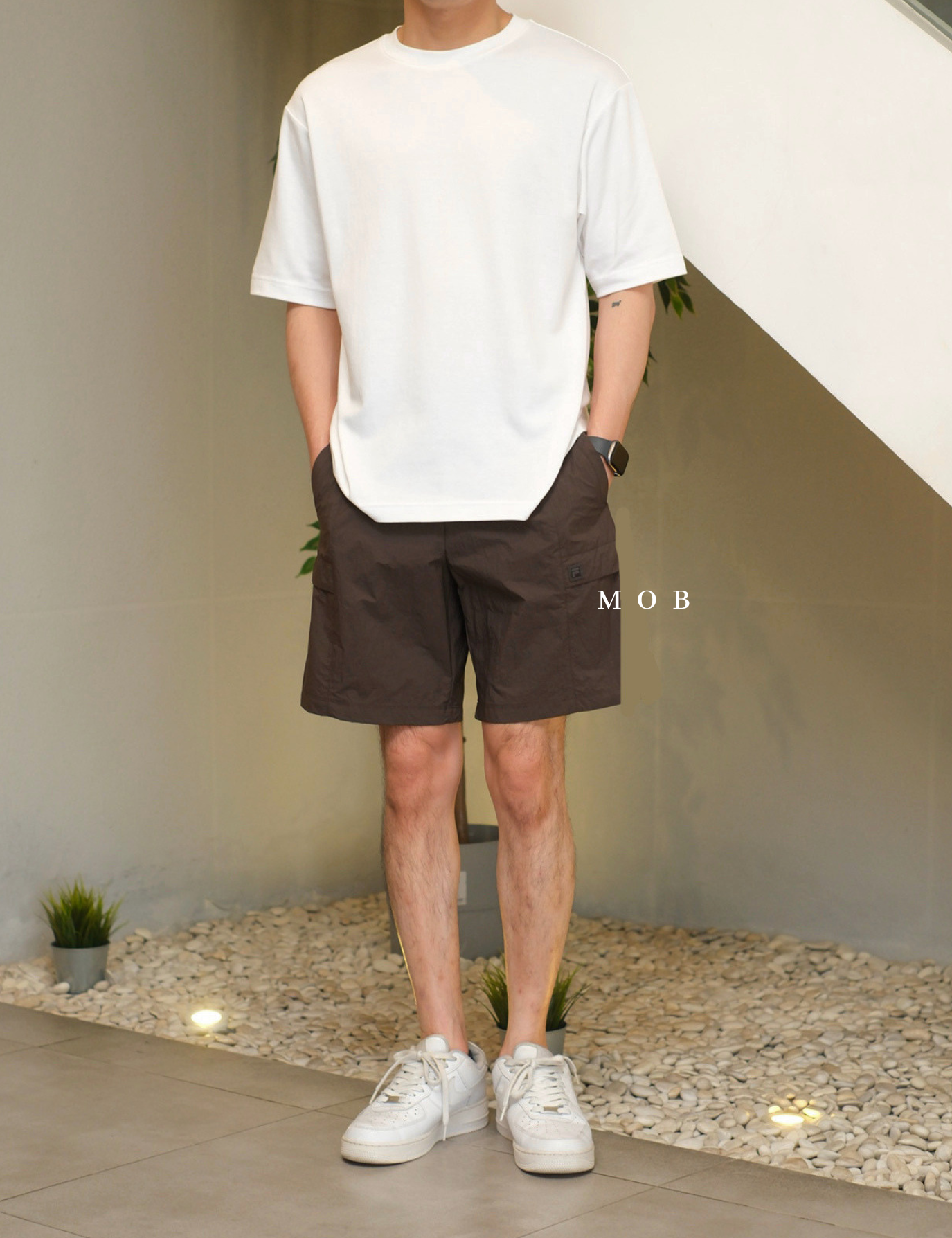 FLSR01001A Ripstop Cargo Crotch Shorts Dark Brown