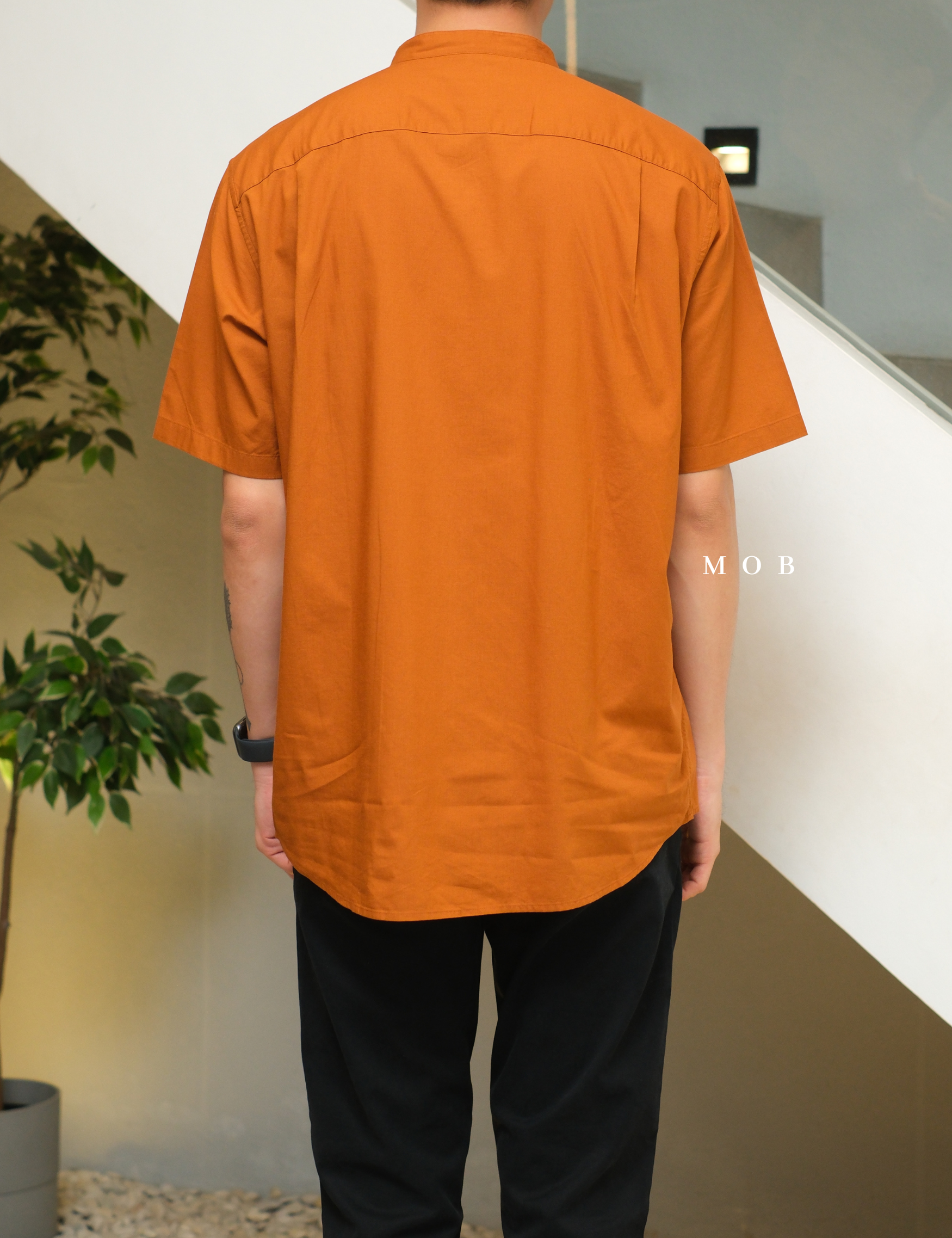 UNQSSS06001D Cotton STAND COLLAR SS Shirt Mustard