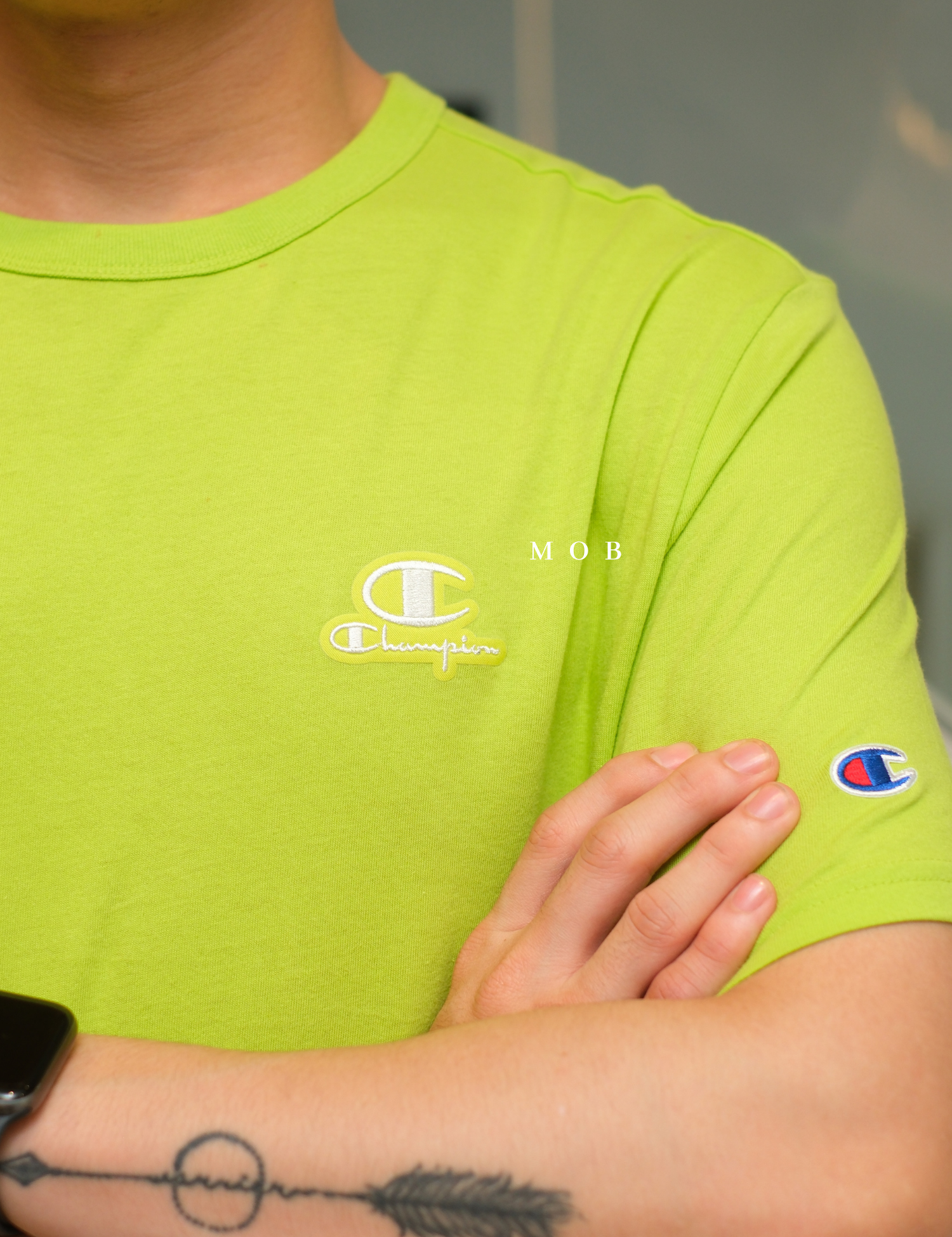 CHMPSST1701B Lightweight Tee C Logo Applique Lively Lime
