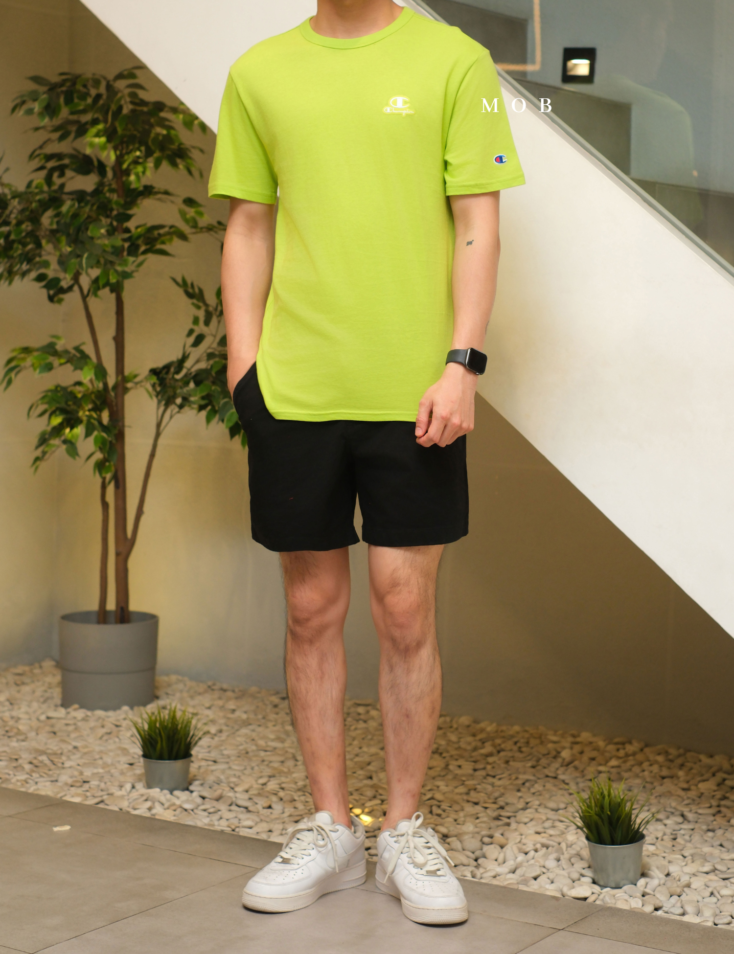 CHMPSST1701B Lightweight Tee C Logo Applique Lively Lime