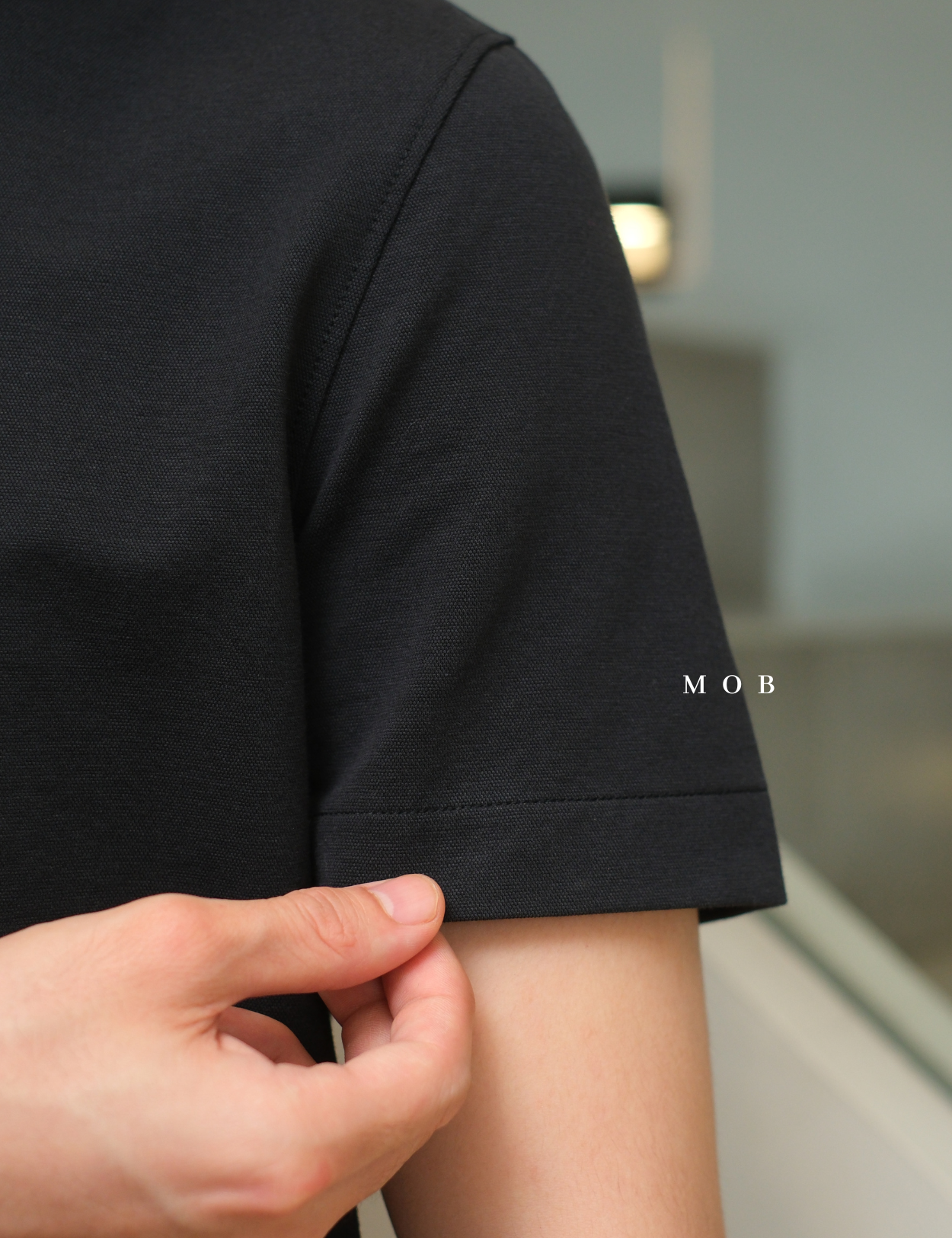 ARK01SSP011 Hybrid Button Down Collar Polo Shirt Grey Black