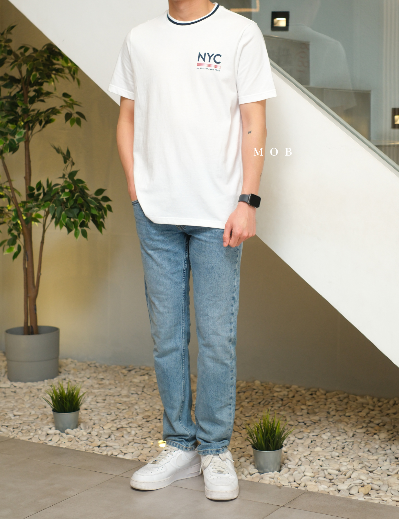 ONSST08002 Heavyweight NYC Logo SS Tee White