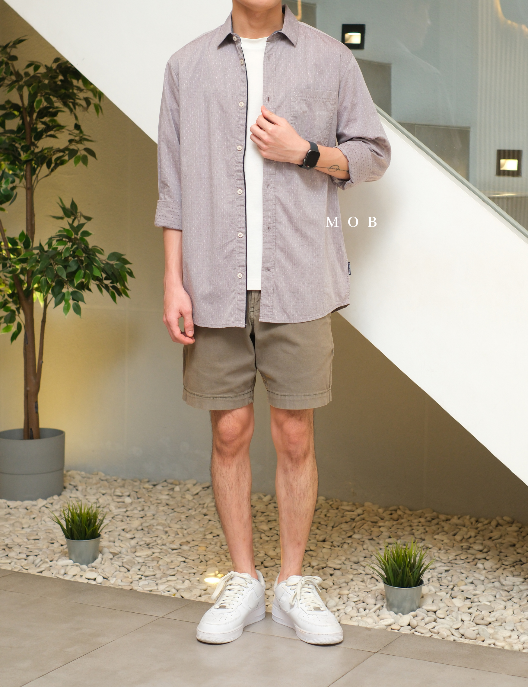 TTLSS03005A Regular CHAMBRAY DOBBY Pocket LS Shirt Gipsy Purple