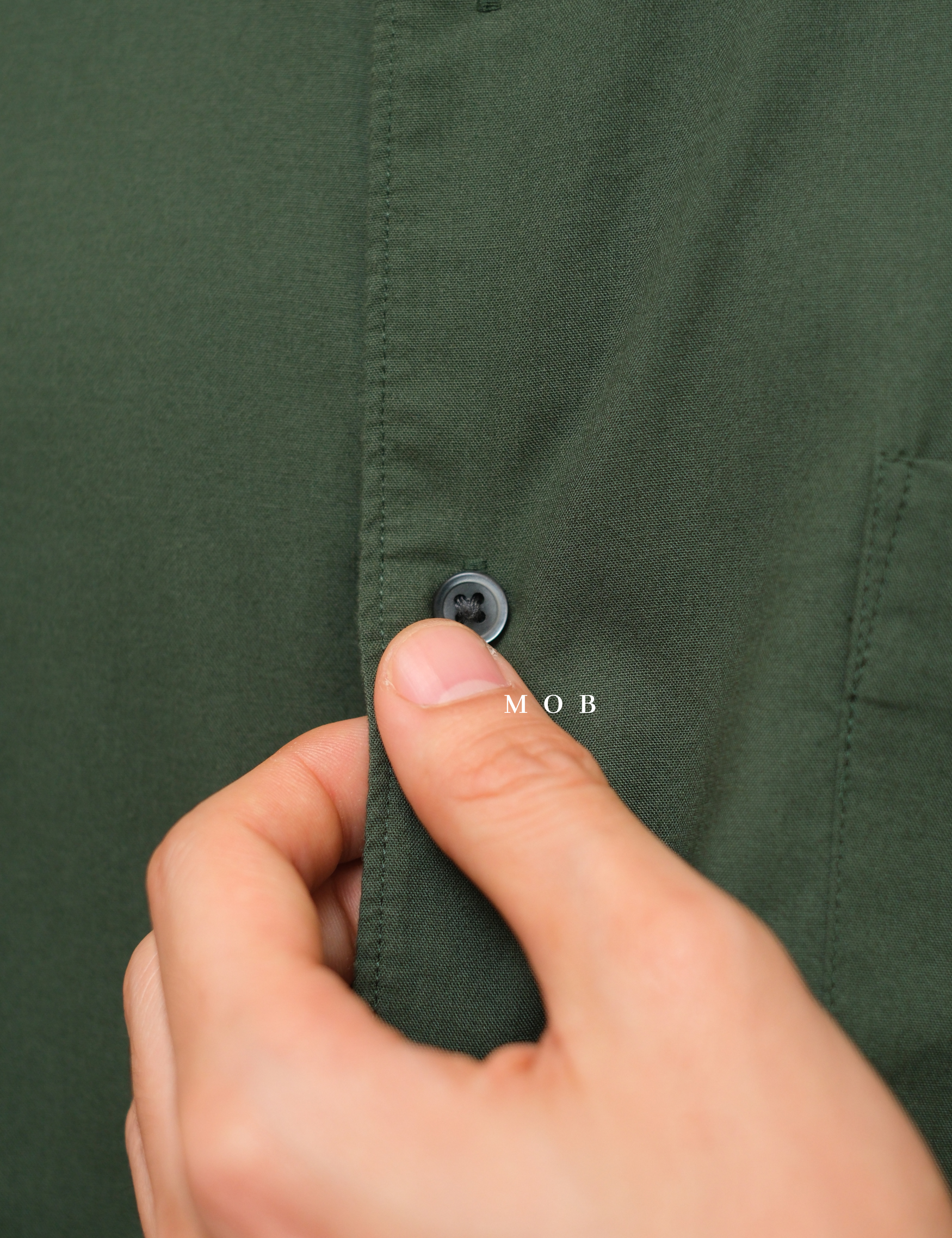 UNQSSS06001E Cotton STAND COLLAR SS Shirt Green