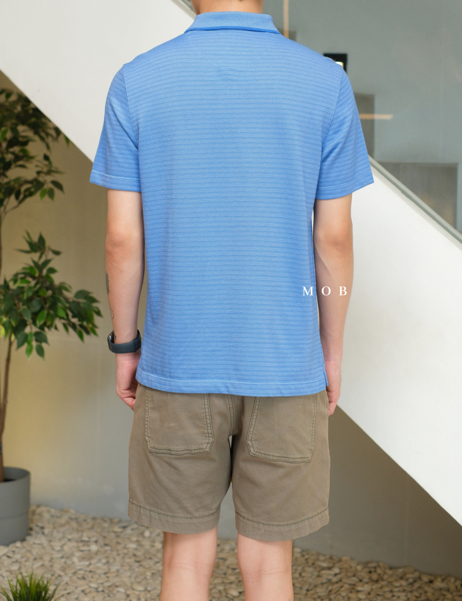 VHPS04002B Flex Jacquard Blue Polo Shirt (2 Button)