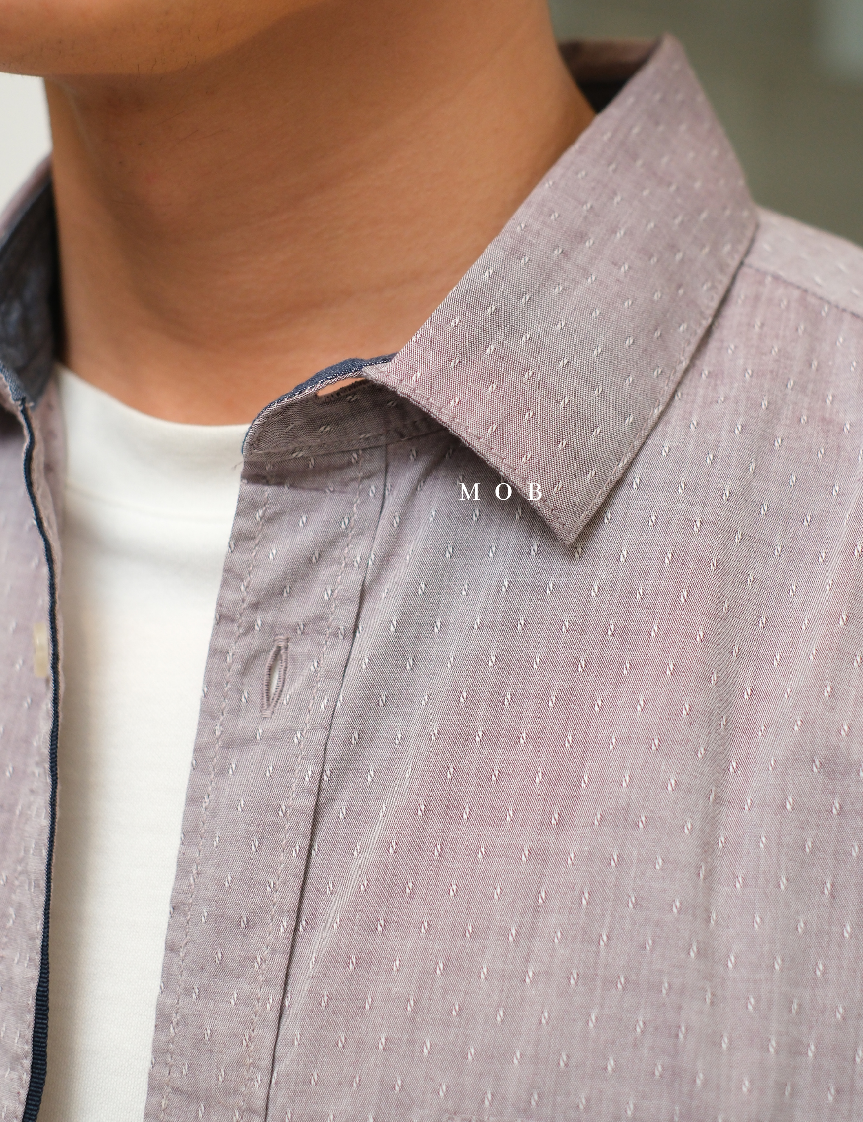 TTLSS03005A Regular CHAMBRAY DOBBY Pocket LS Shirt Gipsy Purple