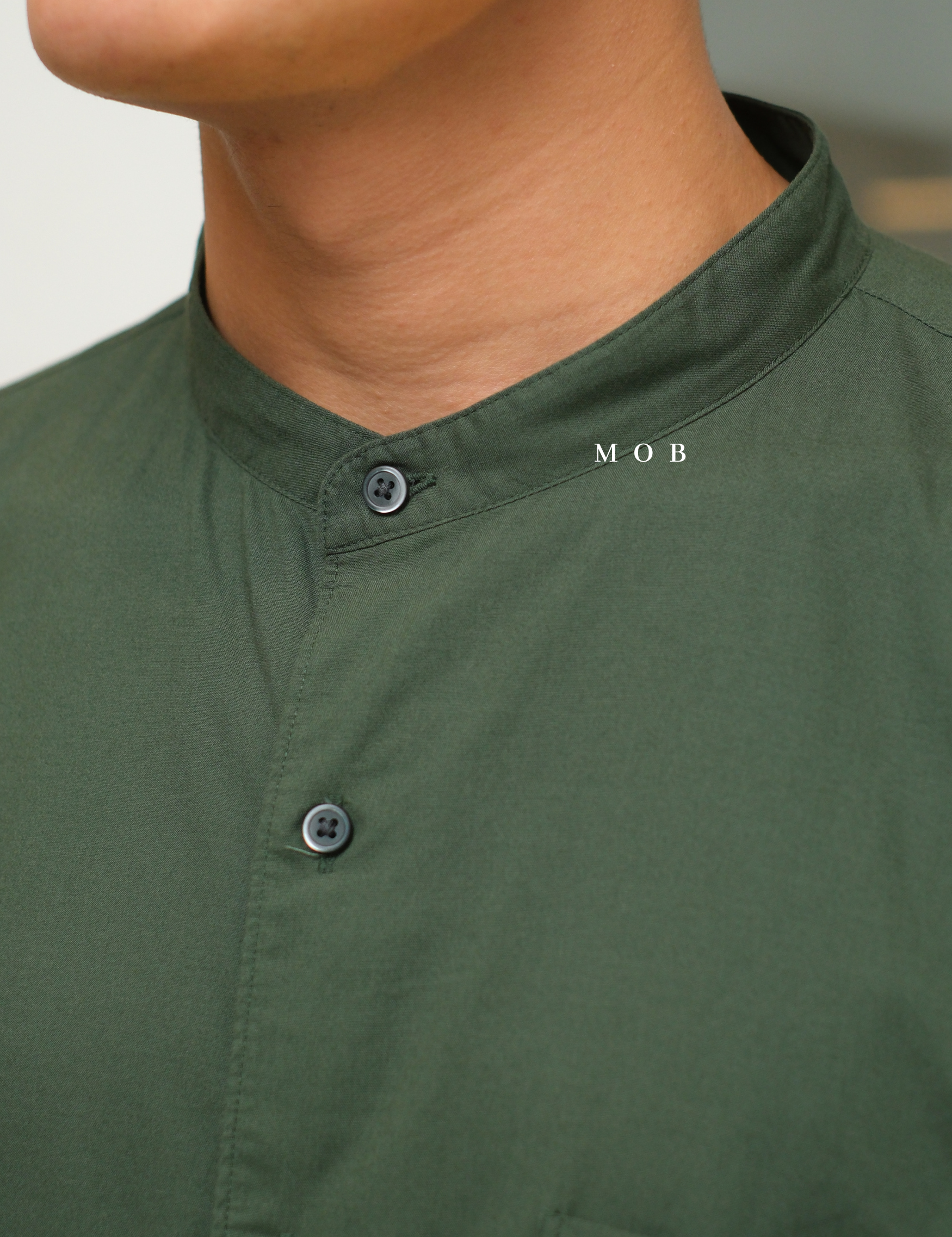 UNQSSS06001E Cotton STAND COLLAR SS Shirt Green