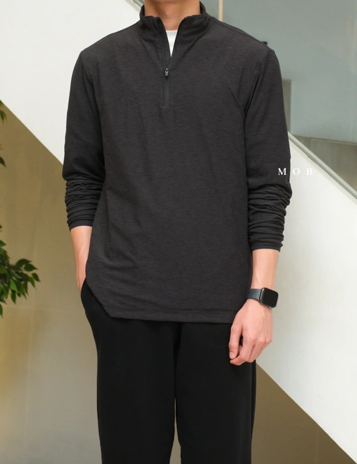 Image of GPJ2101 GapFit All Day Quarter-Zip Shirt Jacket Dark Grey